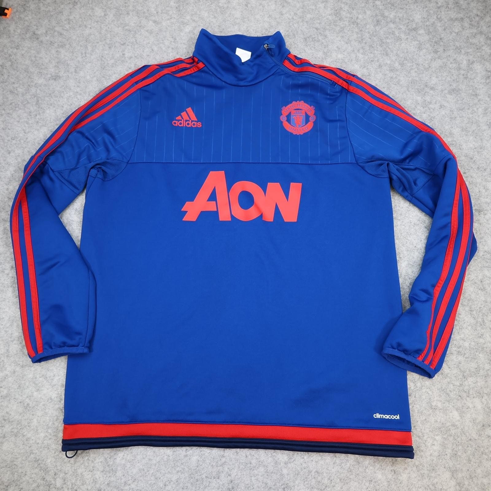 Manchester United Training Drill Top Mens Large Blue 2015 2016 Football Pullover