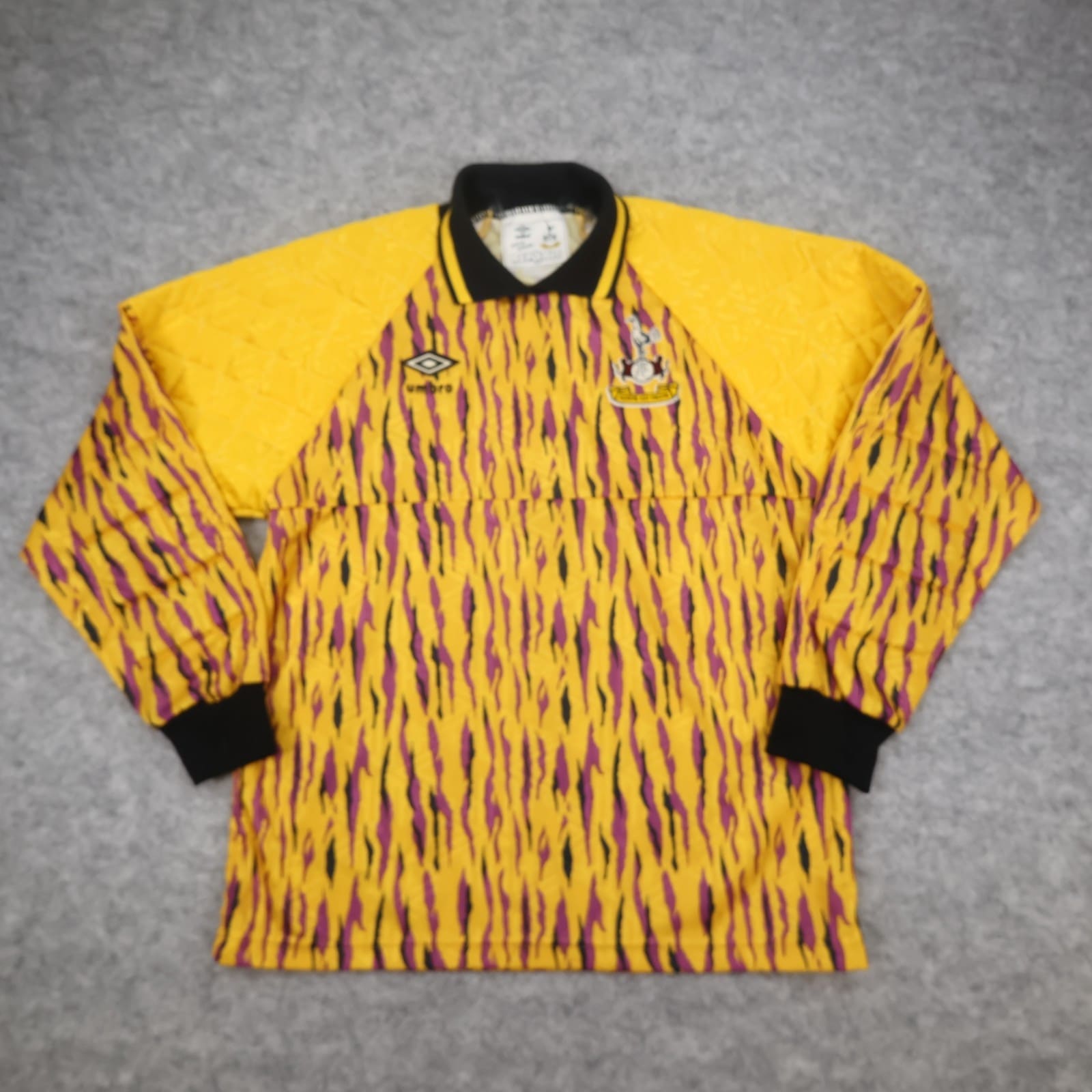 Vintage Tottenham Hotspur Shirt Small Yellow GoalKeeper Kit 1991 1993 Umbro 90s