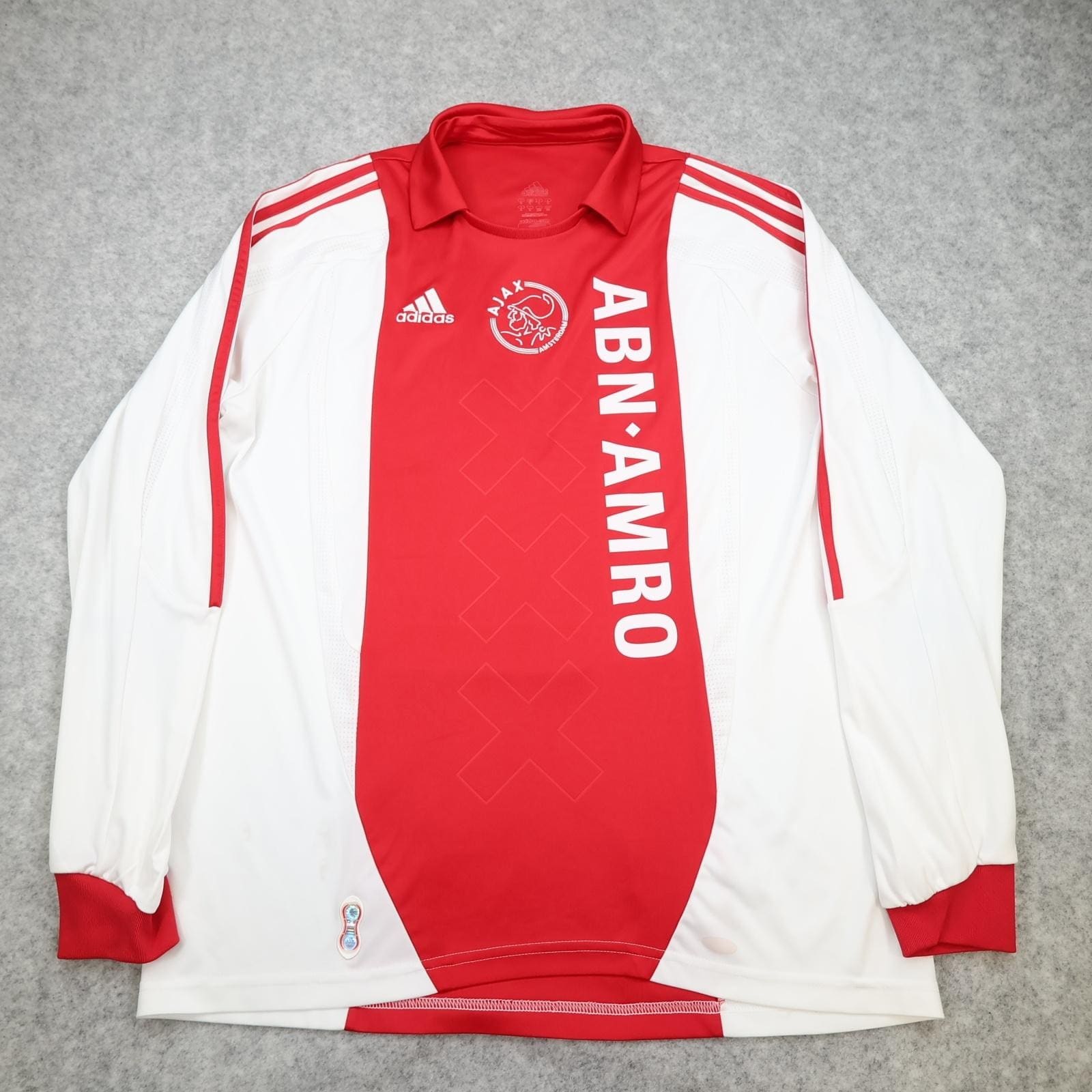 Ajax Shirt Mens Large White Red Long Sleeve 2006 2007 Adidas ABN AMRO Jersey