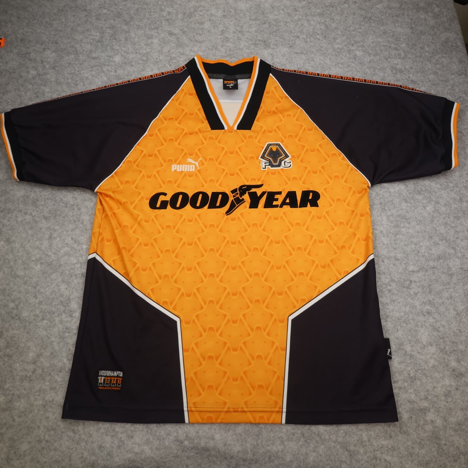 Vintage Wolves Football Shirt Large Orange Home Kit 1996 1998 Puma Jersey L