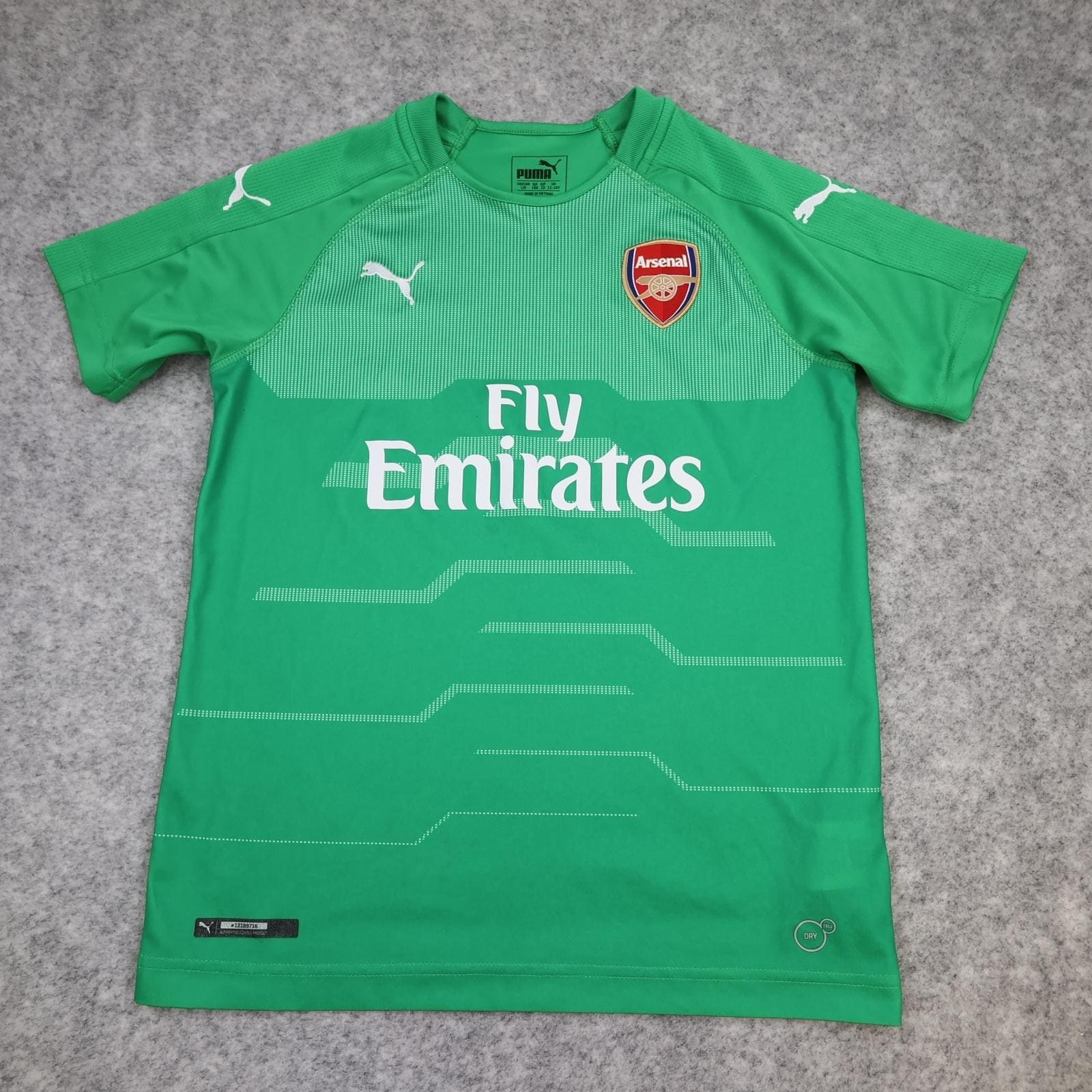 Arsenal Goalkeeper Shirt Kids 11-12 Years Green 2018 2019 Puma Soccer Jersey