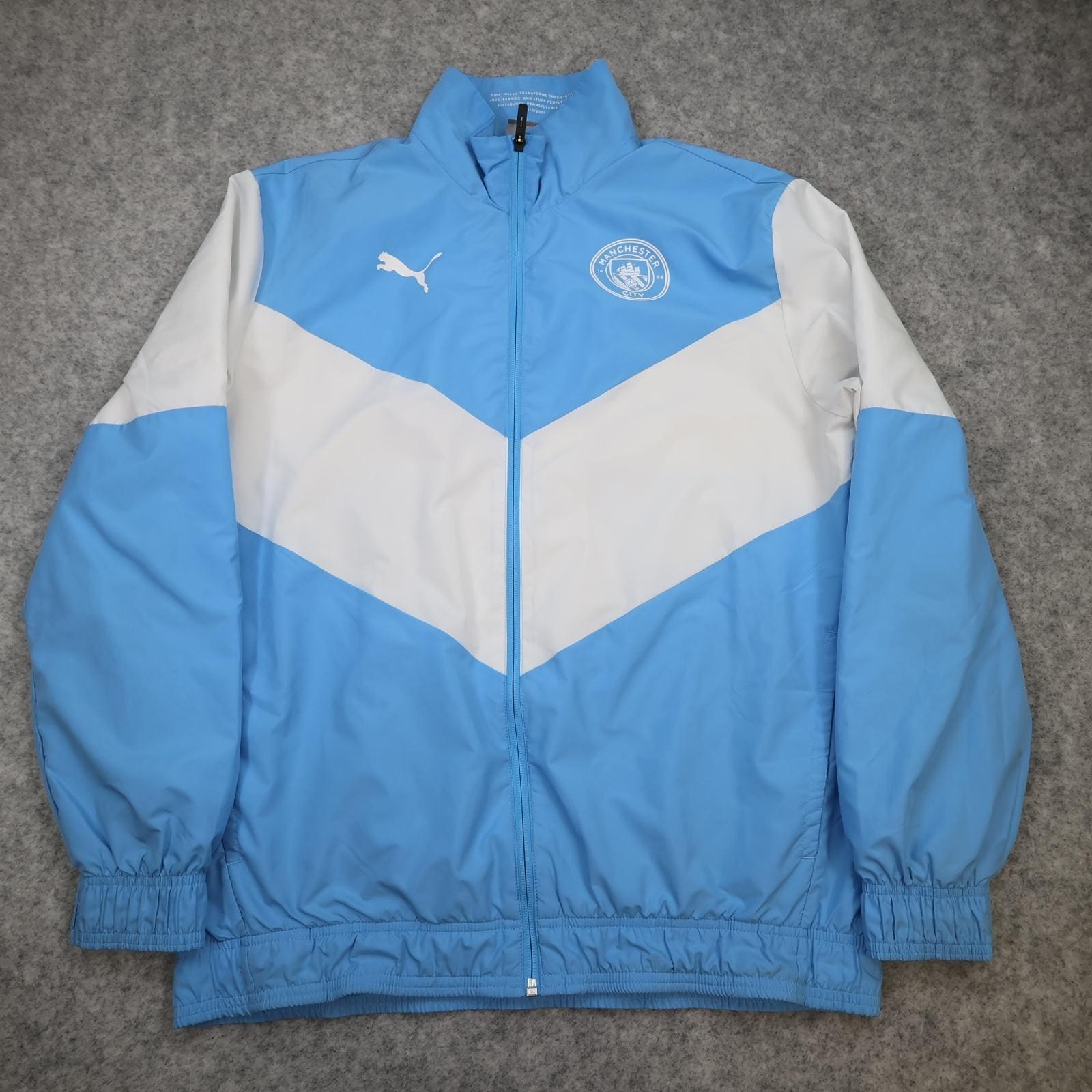Manchester City Jacket Mens Medium Blue White Football Puma First Mile 2020 2021