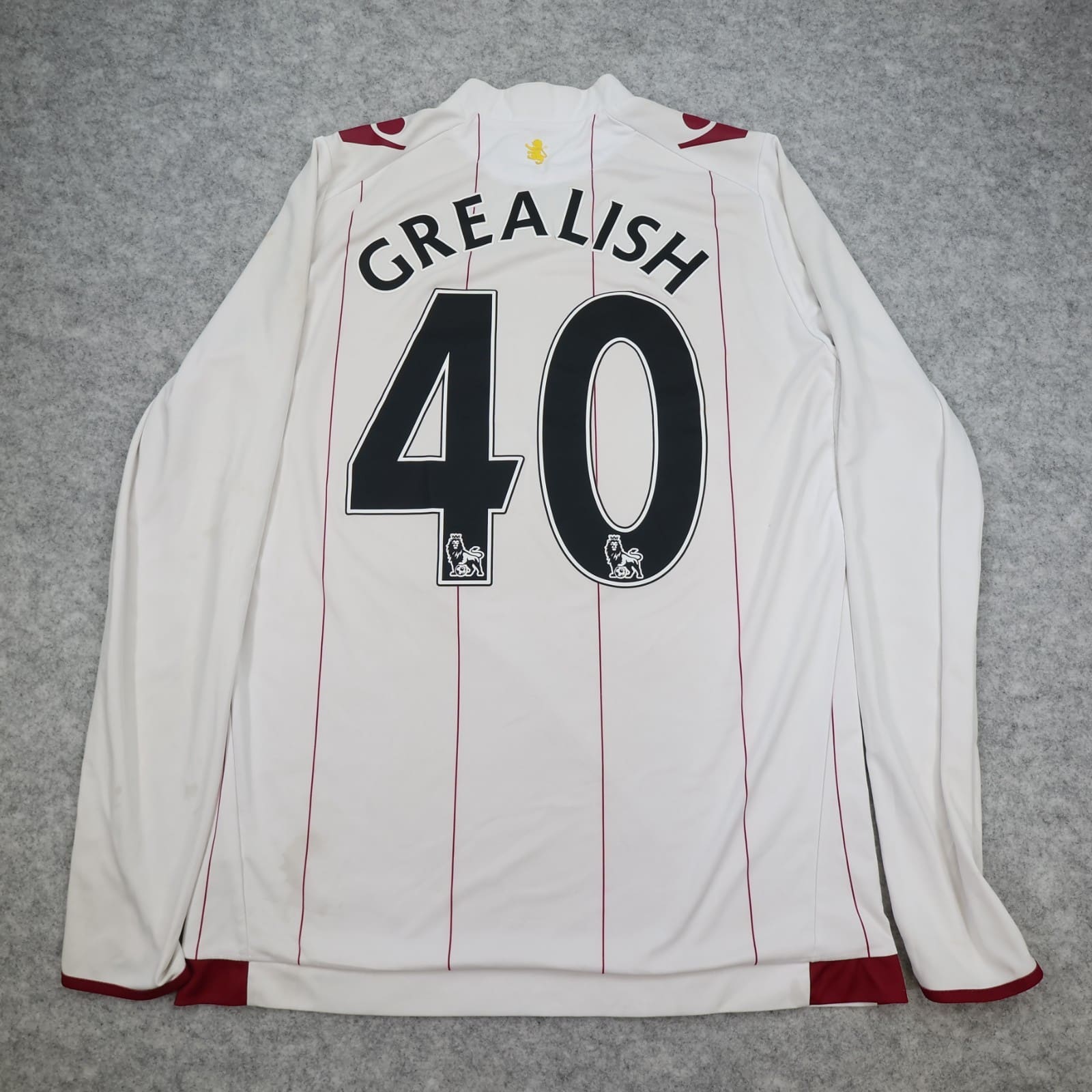 Aston Villa Shirt Medium White Away Kit 2014 2015 Macron Soccer Jack Grealish 40