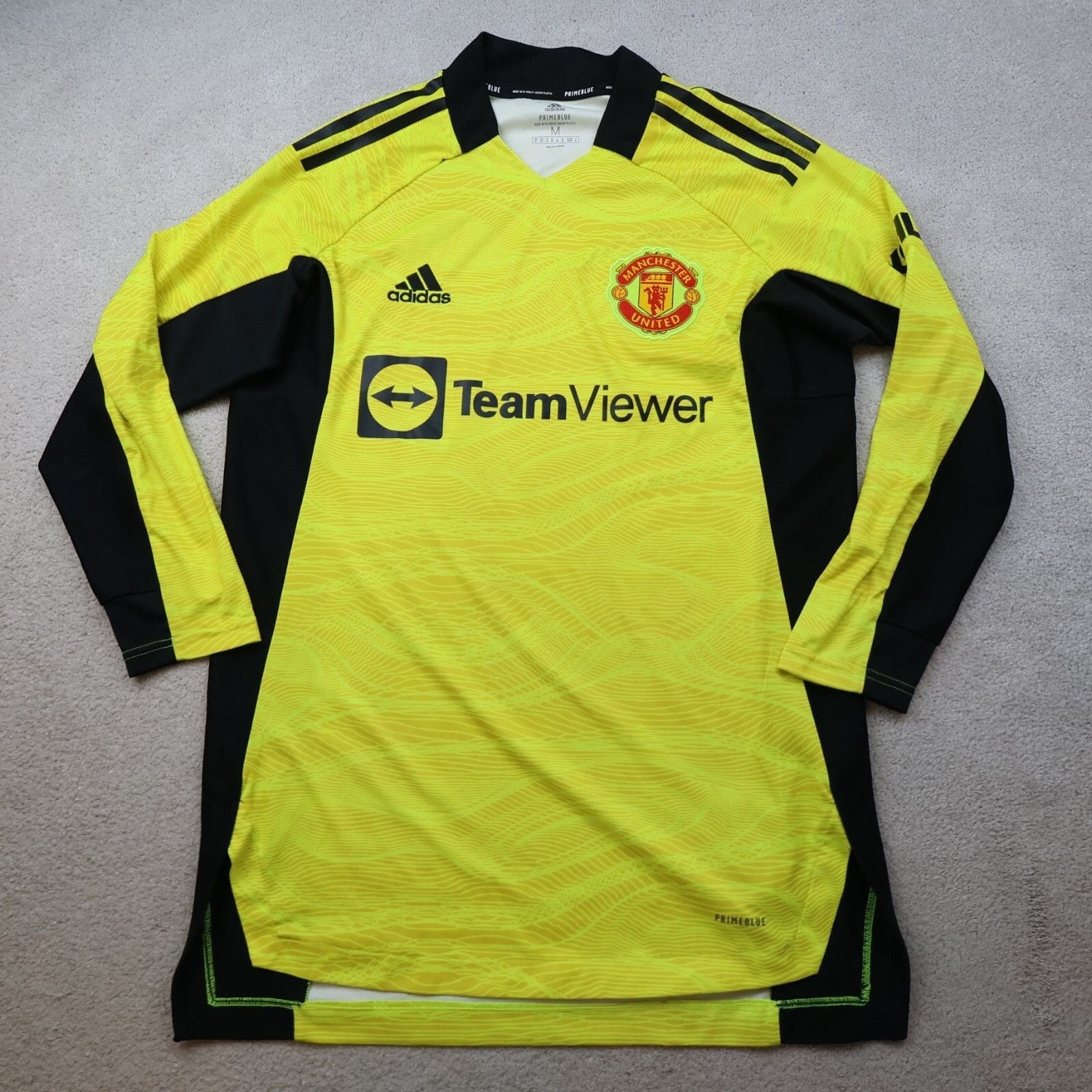 Manchester United Shirt Medium Yellow Goalkeeper Kit 2021 2022 Adidas Jersey