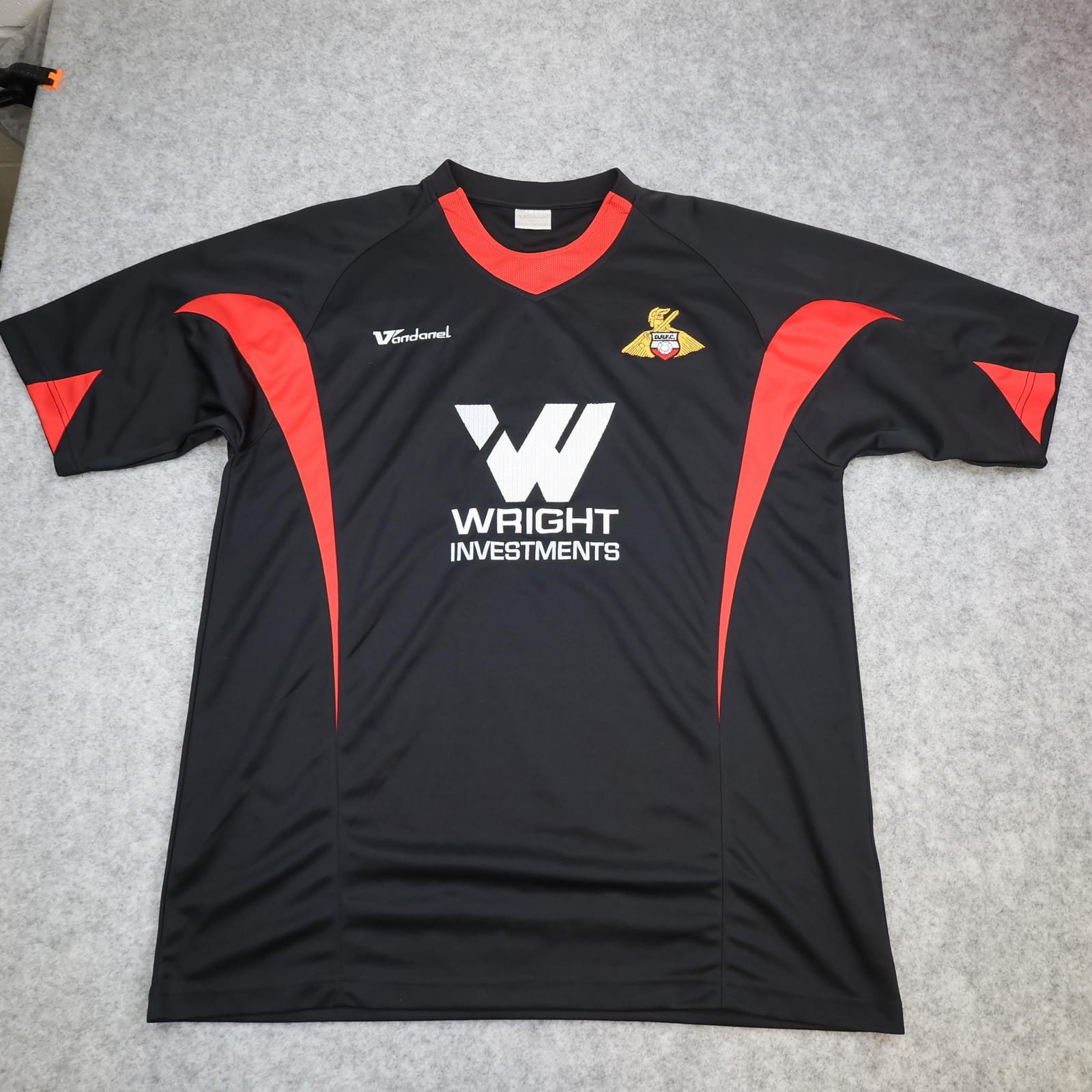 Doncaster Rovers Away Shirt Mens XL Black Red Football Vandanel 2008 2010