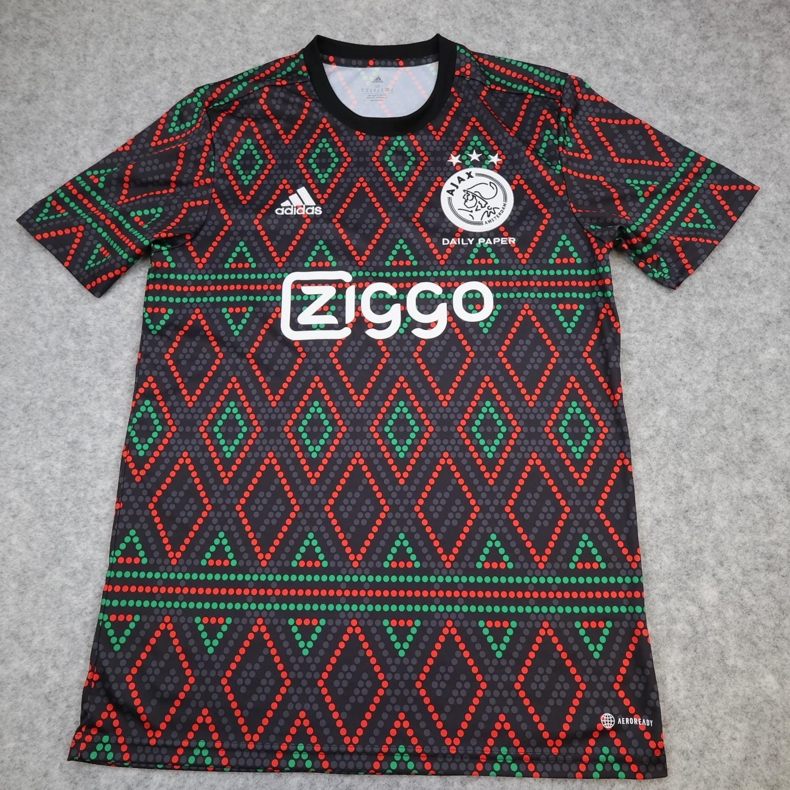 Ajax Shirt Mens Medium Black Daily Paper 2022 2023 Football Adidas Ziggo Jersey