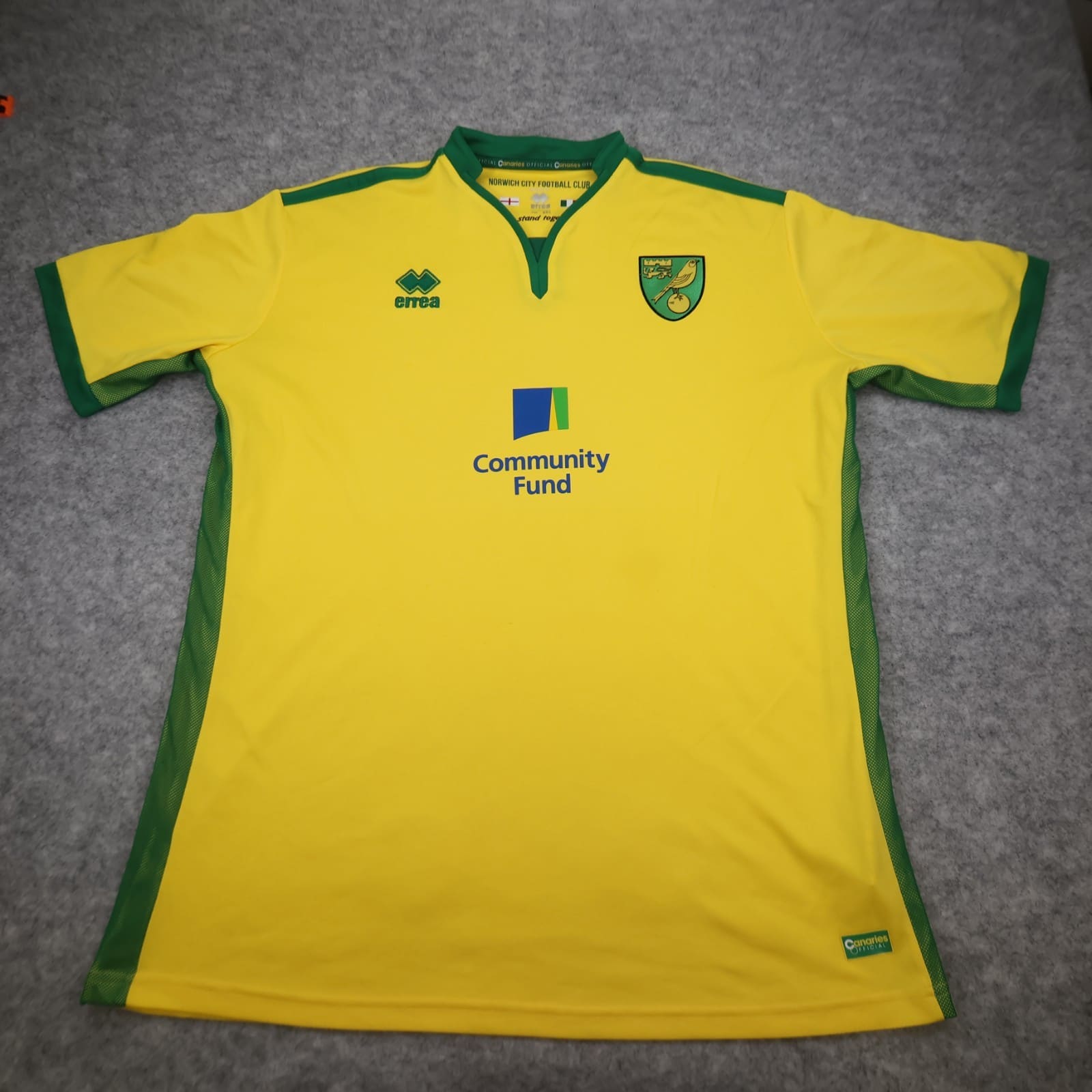 Norwich City Shirt 6XL Yellow Home Kit 2016 2017 Errea Soccer Jersey 48"