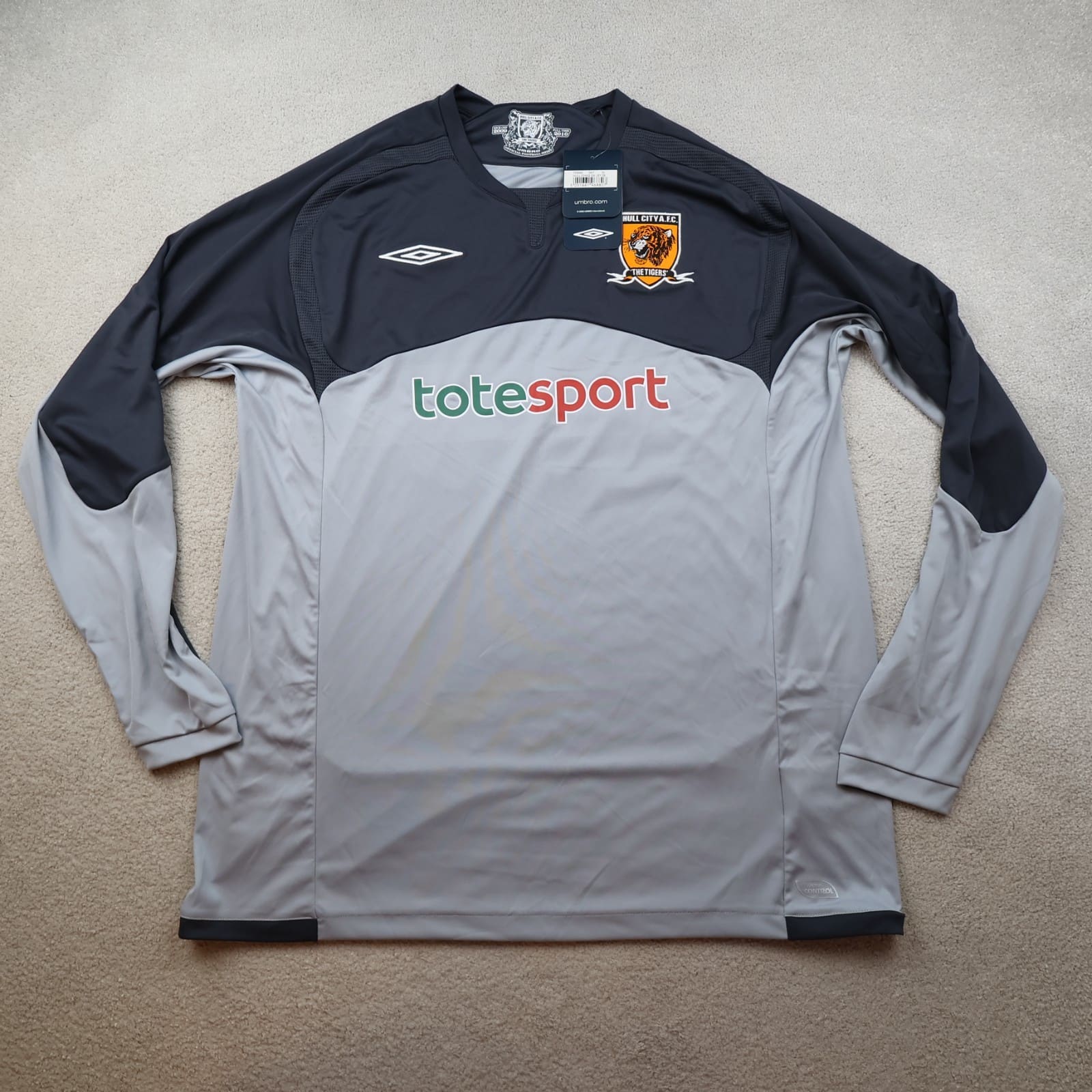 Hull City Shirt Extra Large Grey Goalkeeper Kit 2009 2010 Umbro Football Jersey