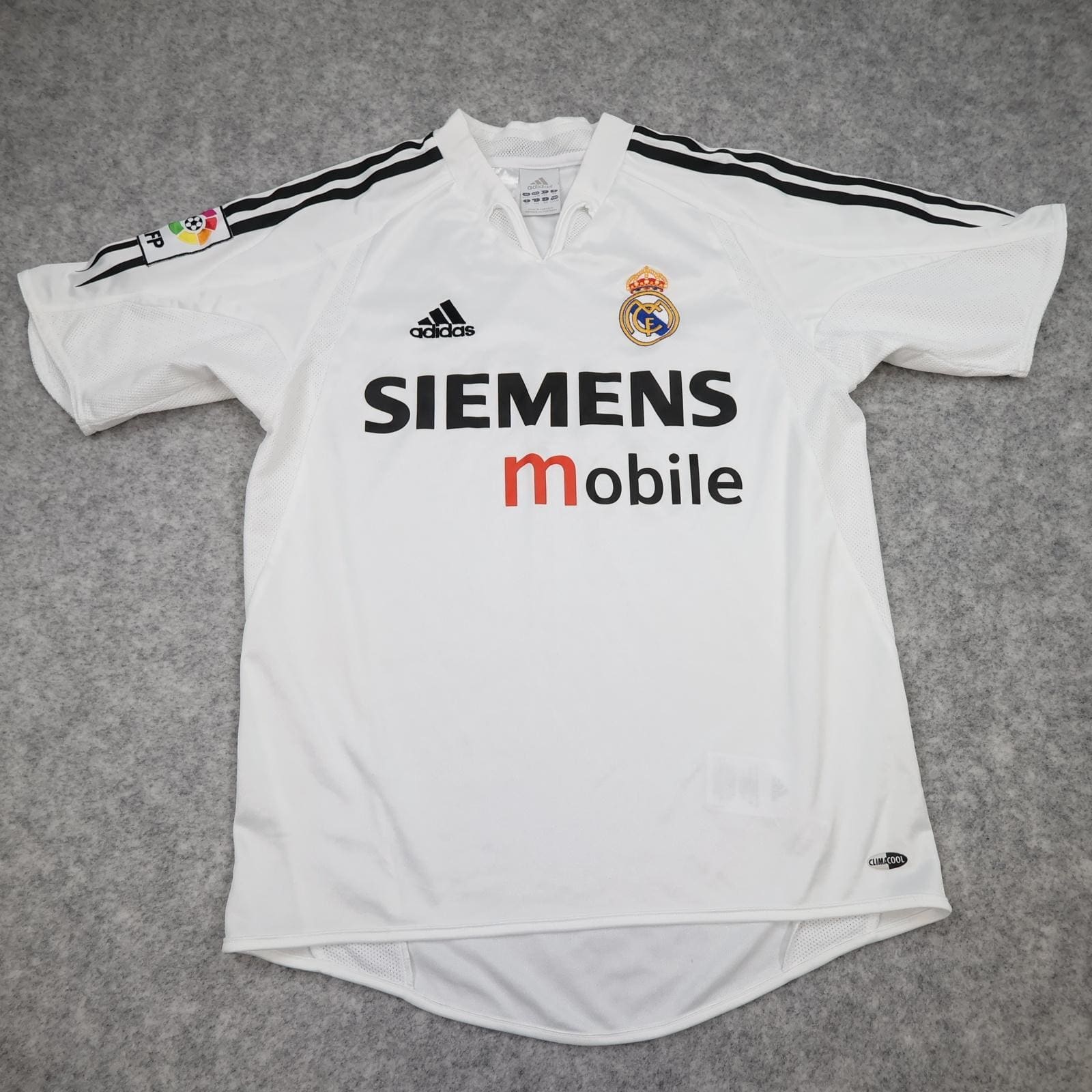 Vintage Real Madrid Shirt Youths 14-15 White 2004 2005 Adidas Siemens Mobile