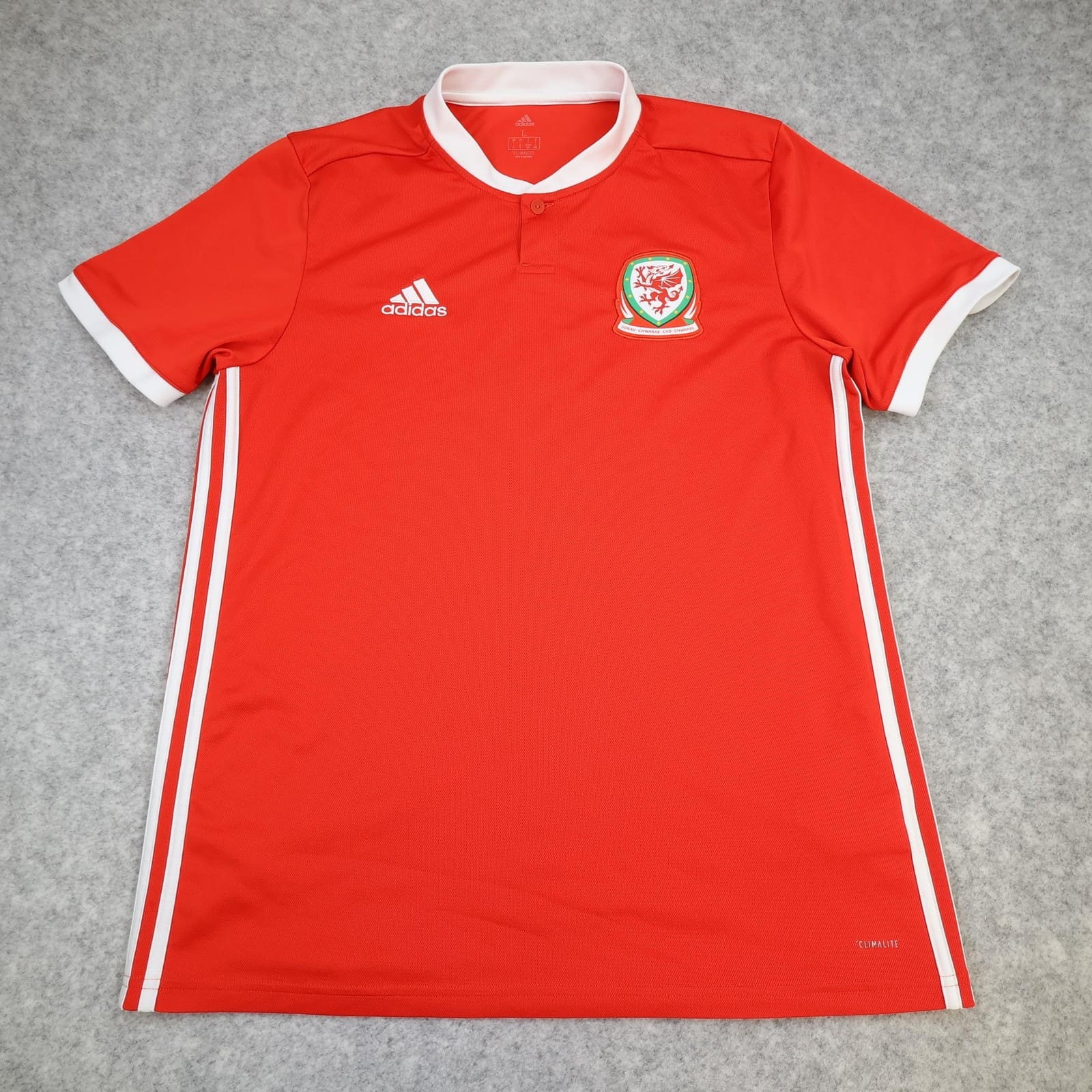 Wales Home Shirt Mens Large Red Football 2018 2019 Adidas Soccer Jersey