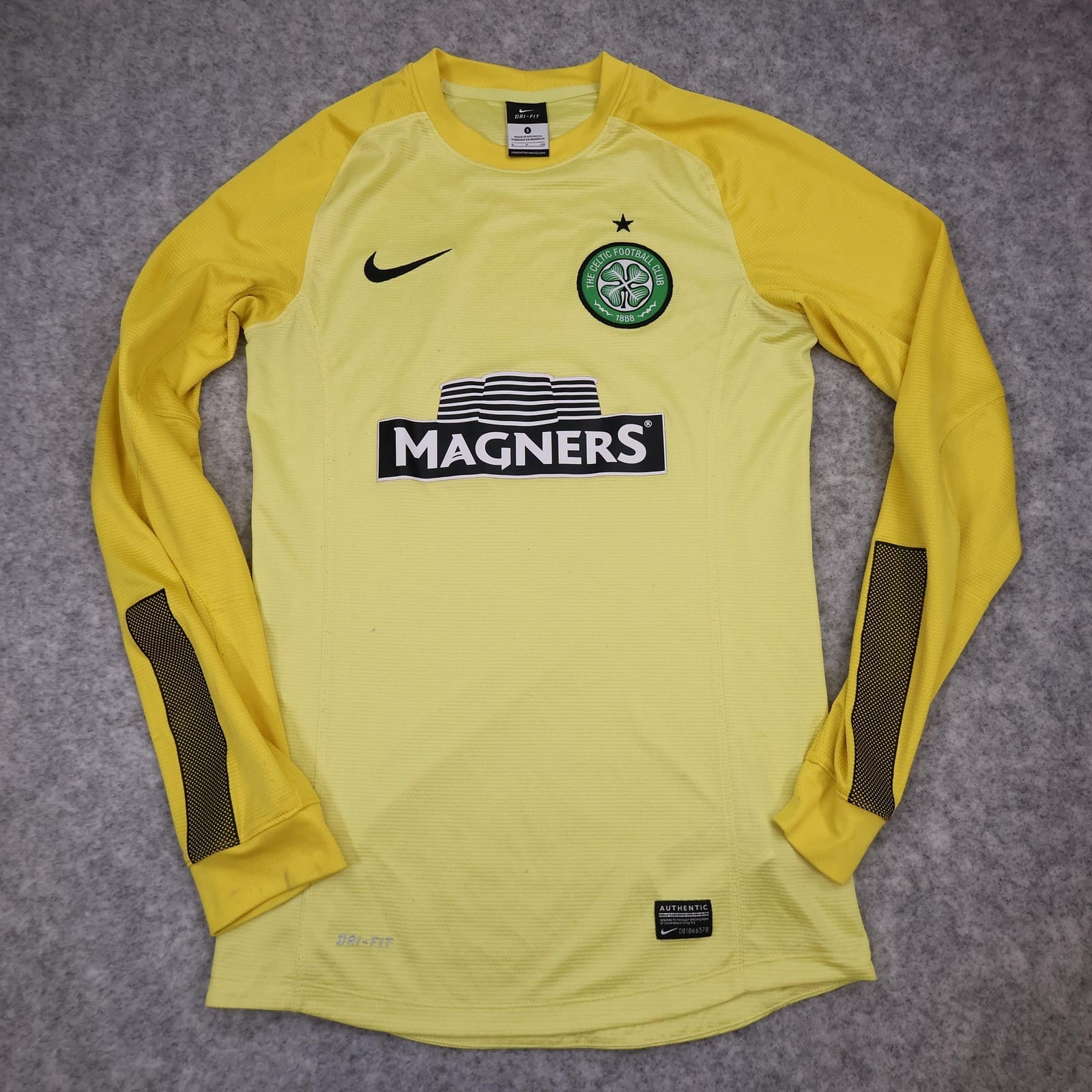 Celtic Goalkeeper Shirt Mens Small Yellow 2013 2014 SPFL Football Nike Magners