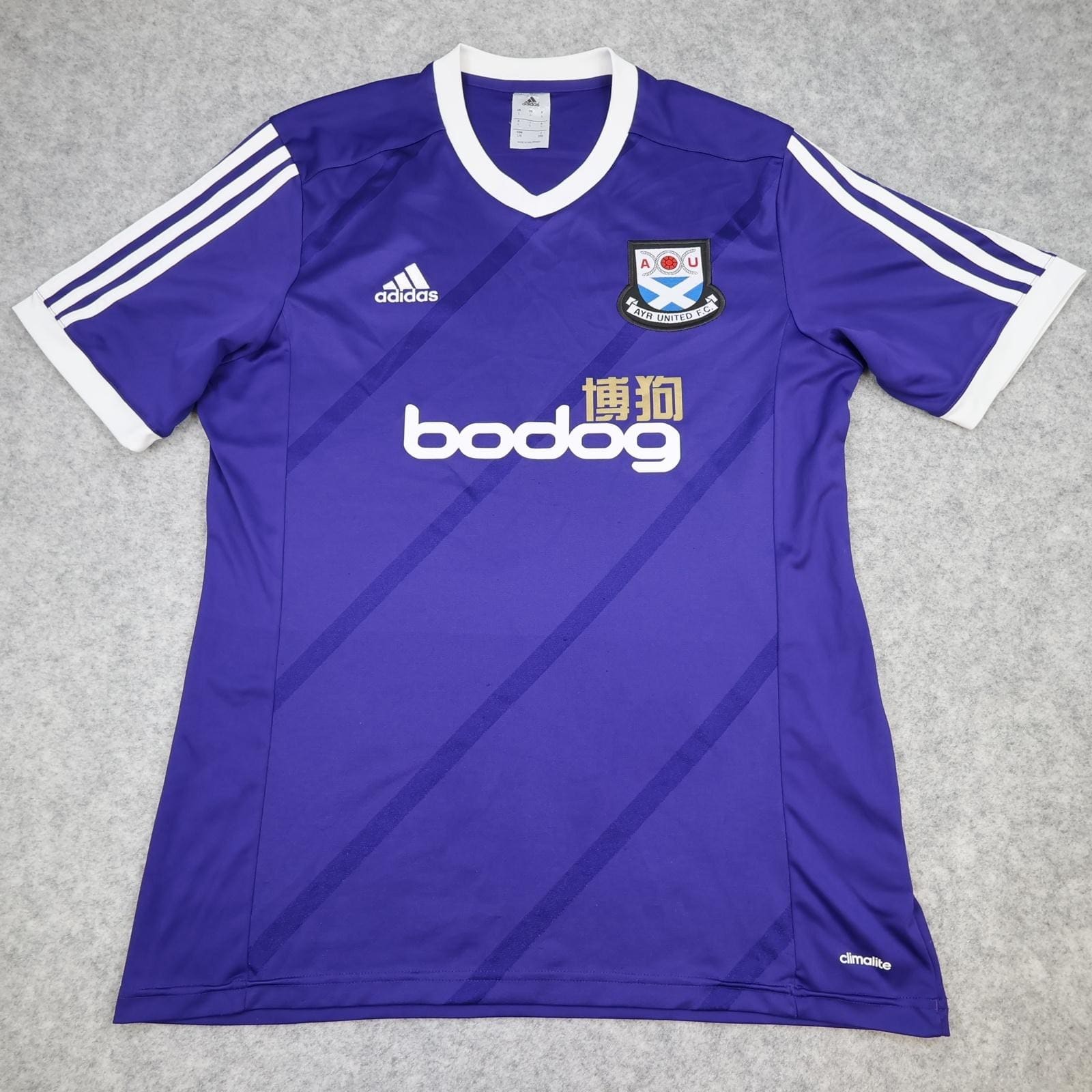 Ayr United Shirt Mens Large Purple Away 2014 2015 Soccer Adidas Bodog Jersey