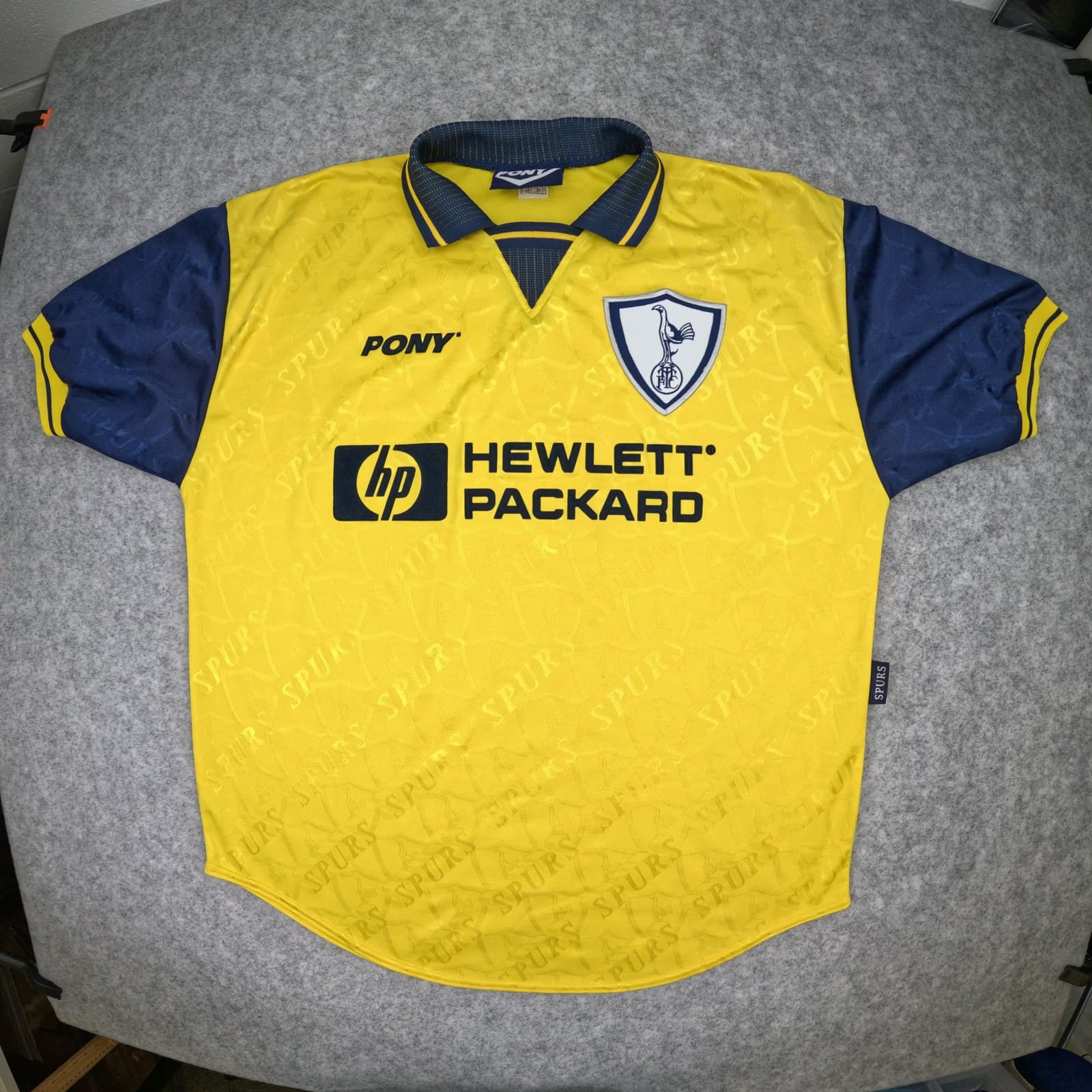 Vintage Tottenham Hotspur Football Shirt Large Yellow Away 1996 1997 PONY