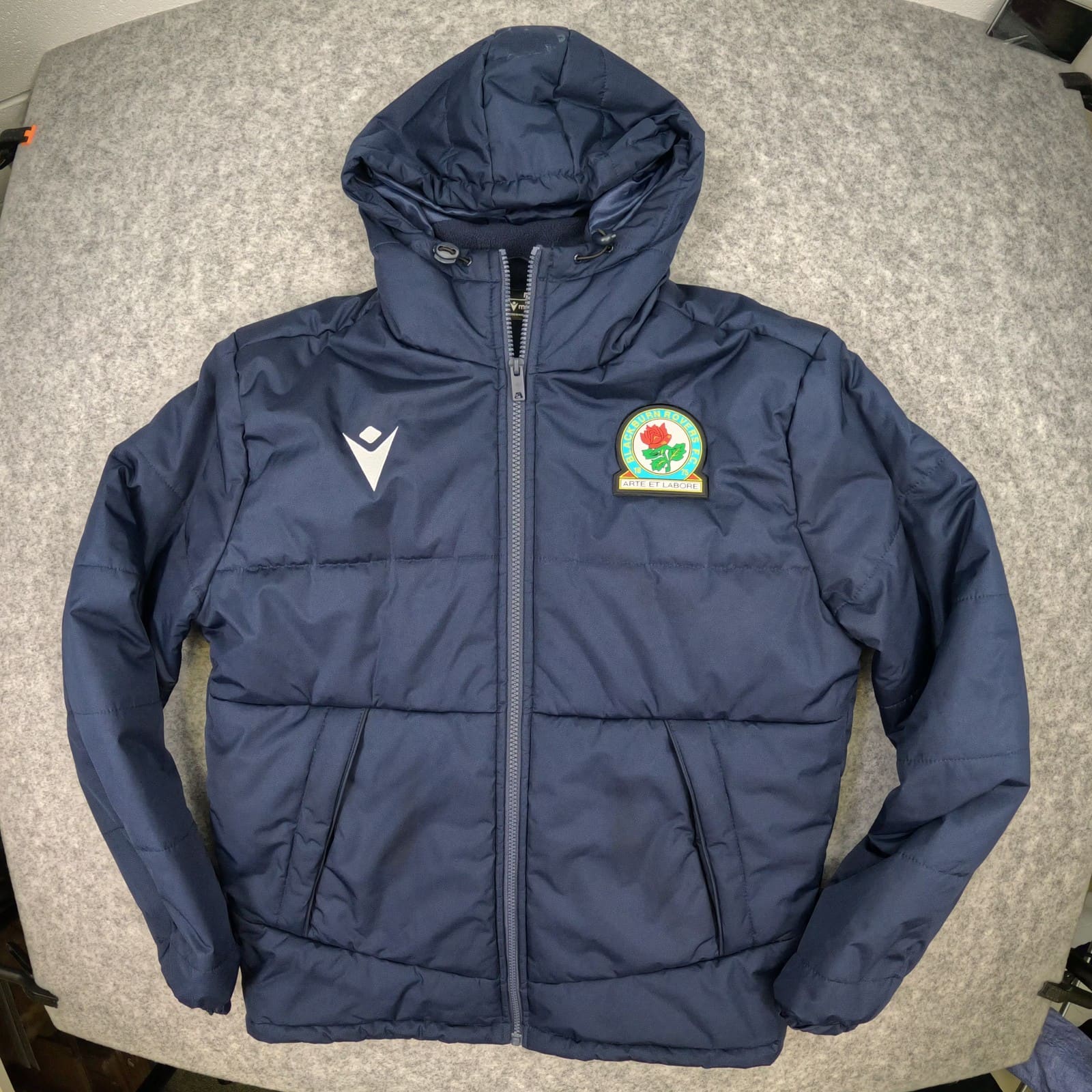 Blackburn Rovers FC Jacket Medium Blue Macron Long Sleeve Football Zip