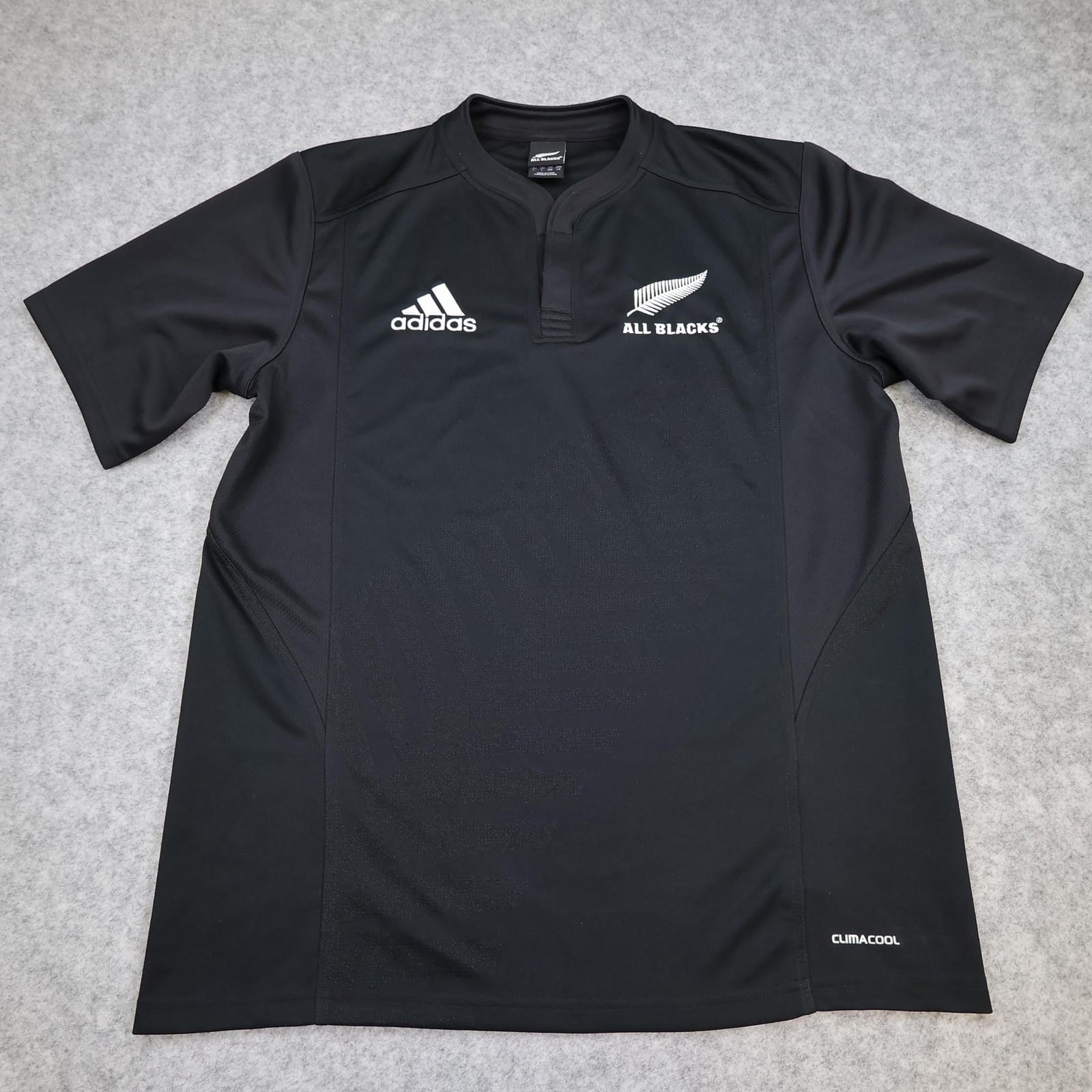 New Zealand All Blacks Shirt Mens Large Black Rugby Adidas 2009 2010 Jersey