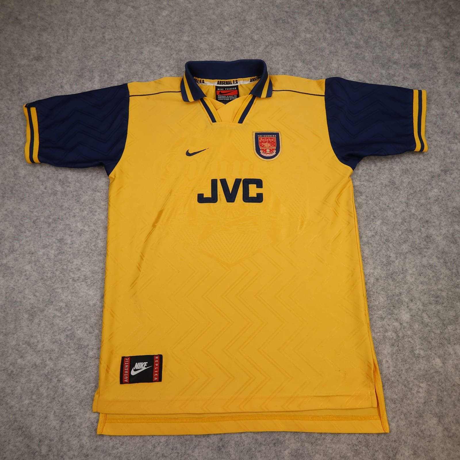 Vintage Arsenal Shirt XL Boys Yellow Away 1996 1997 Football Nike JVC Jersey
