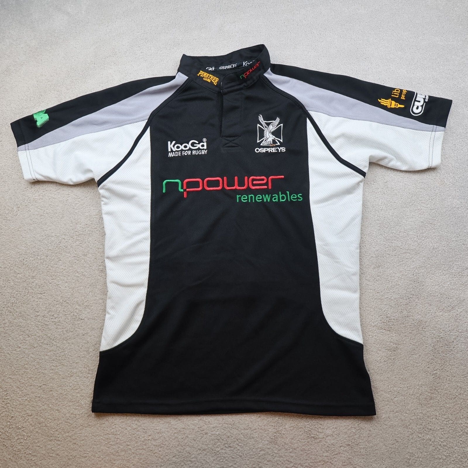 Ospreys Rugby Shirt Medium Black Away Jersey 2006 2007 Kooga Jersey 42"