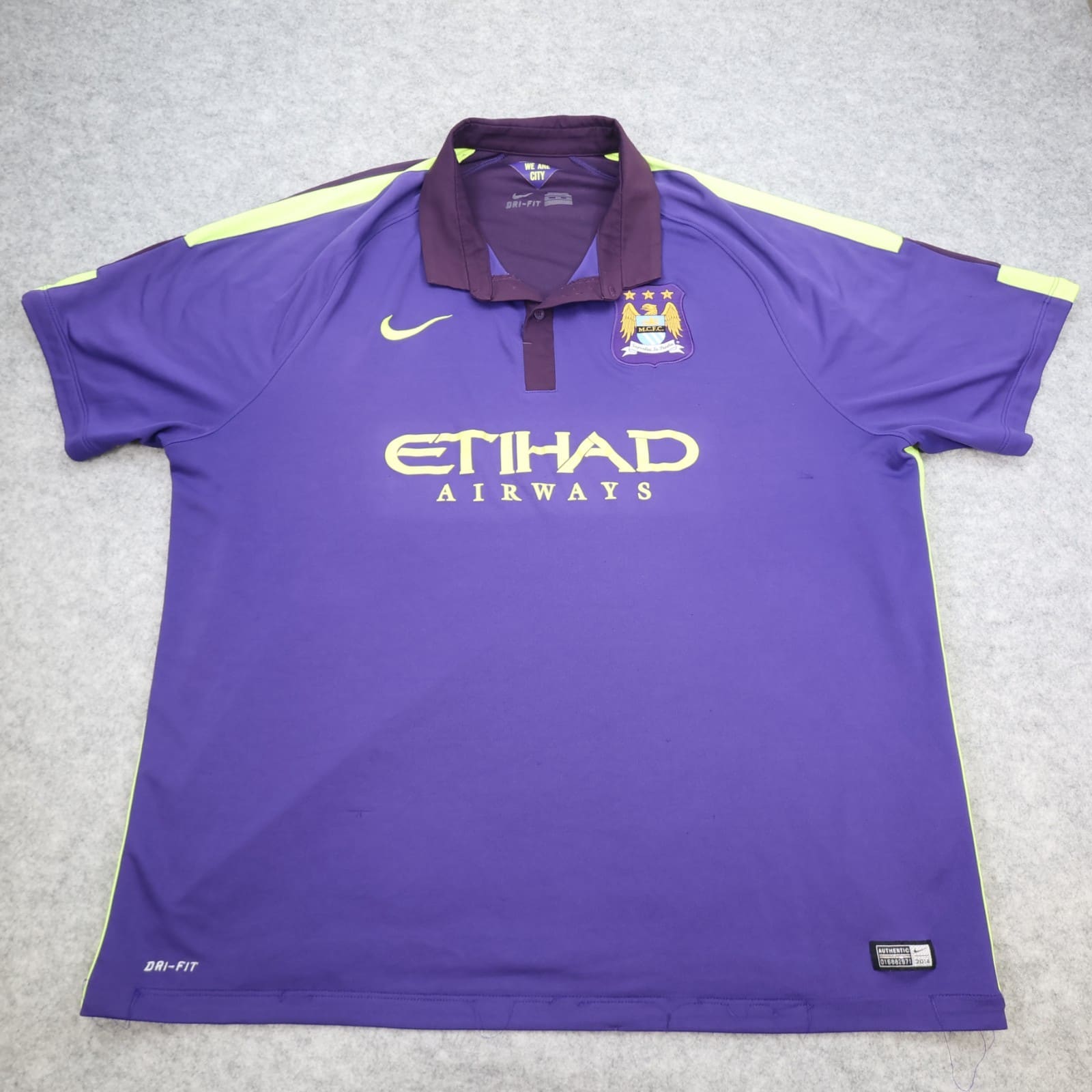 Manchester City Shirt 3XL Purple Third 2014 2015 Soccer Jersey XXXL