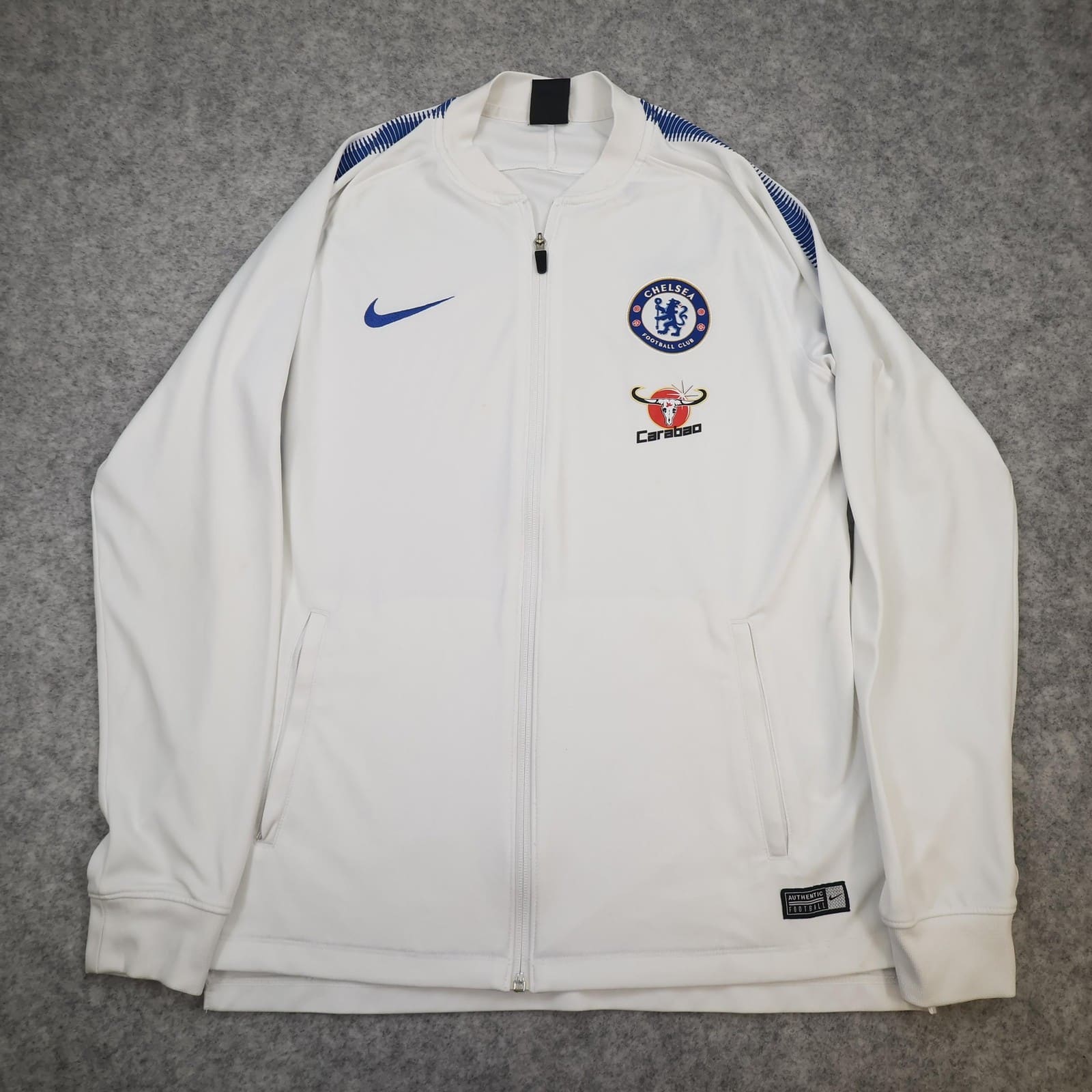Chelsea FC Jacket Mens Medium White Blue 2017 2018 EPL Football Nike Dri Fit