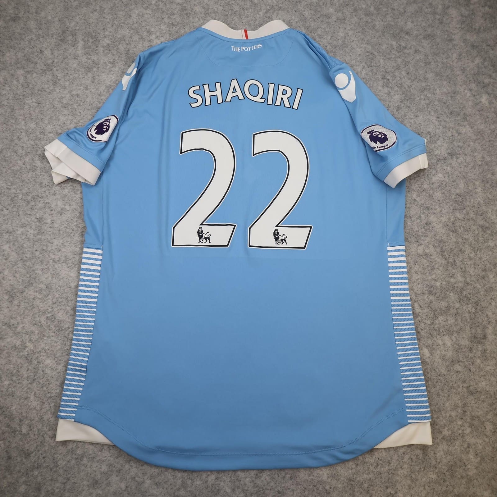Stoke City Away Shirt 2XL Blue 2017 2018 EPL Soccer Macron Shaqiri 22 Jersey