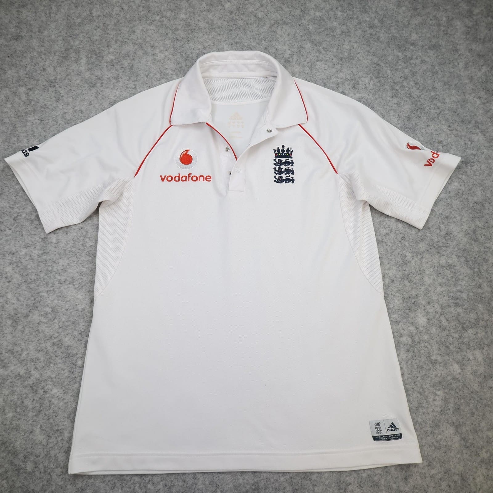 England Cricket Shirt Mens Small White Adidas 2008 2010 ECB Cricket Jersey