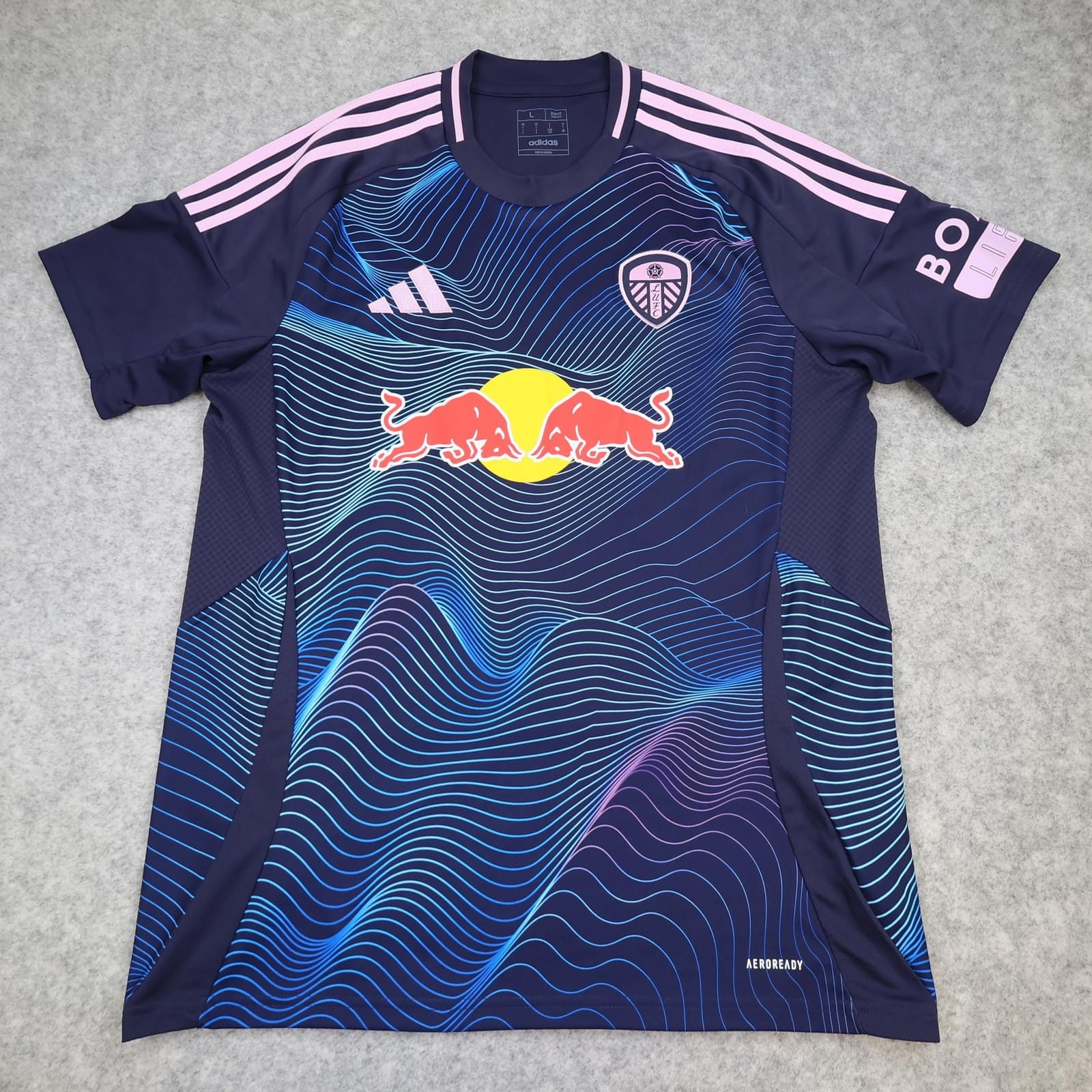 Leeds United Shirt Mens Large Blue 2024 2025 Third Football Adidas Soccer Jersey