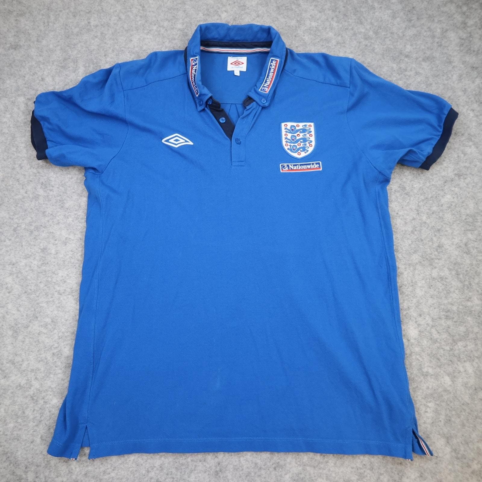 England Training Shirt Mens XL Blue Football Umbro Nationwide Polo 2000s