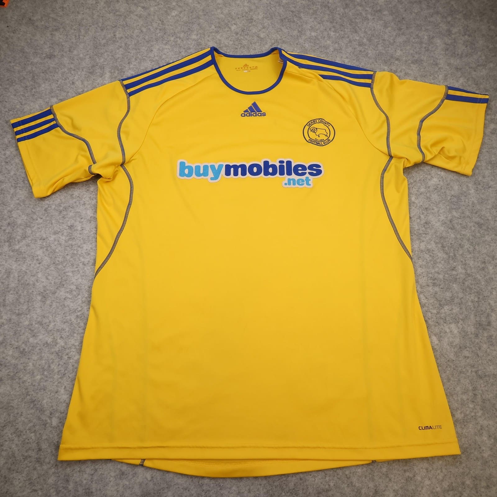Derby County Shirt Mens 2XL Yellow Away 2010 2011 Football Adidas Buymobiles