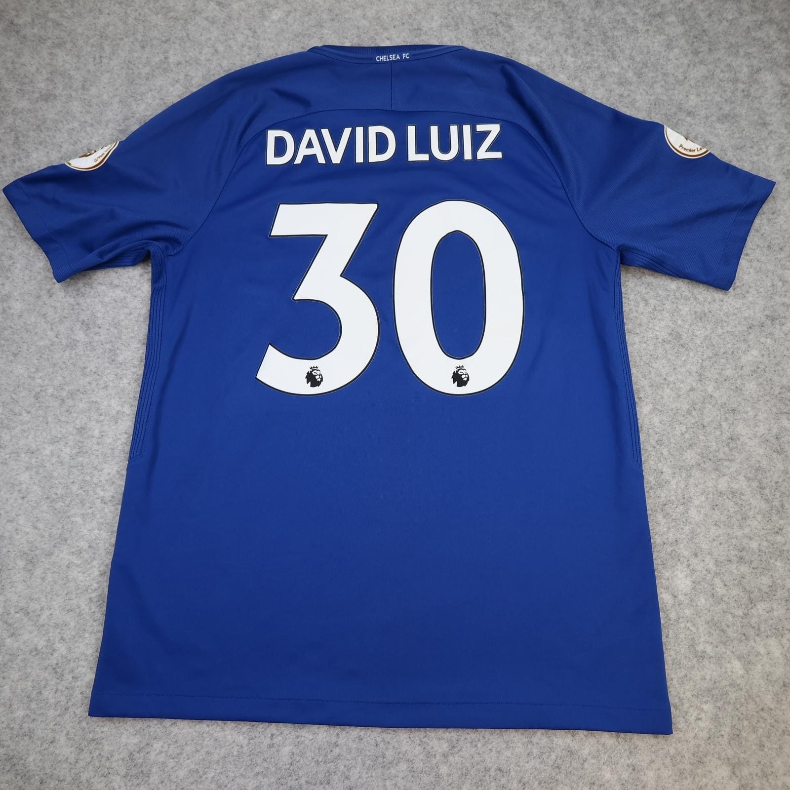Chelsea Shirt Mens Large Blue Home 2017 2018 Football Nike David Luiz 30 Jersey