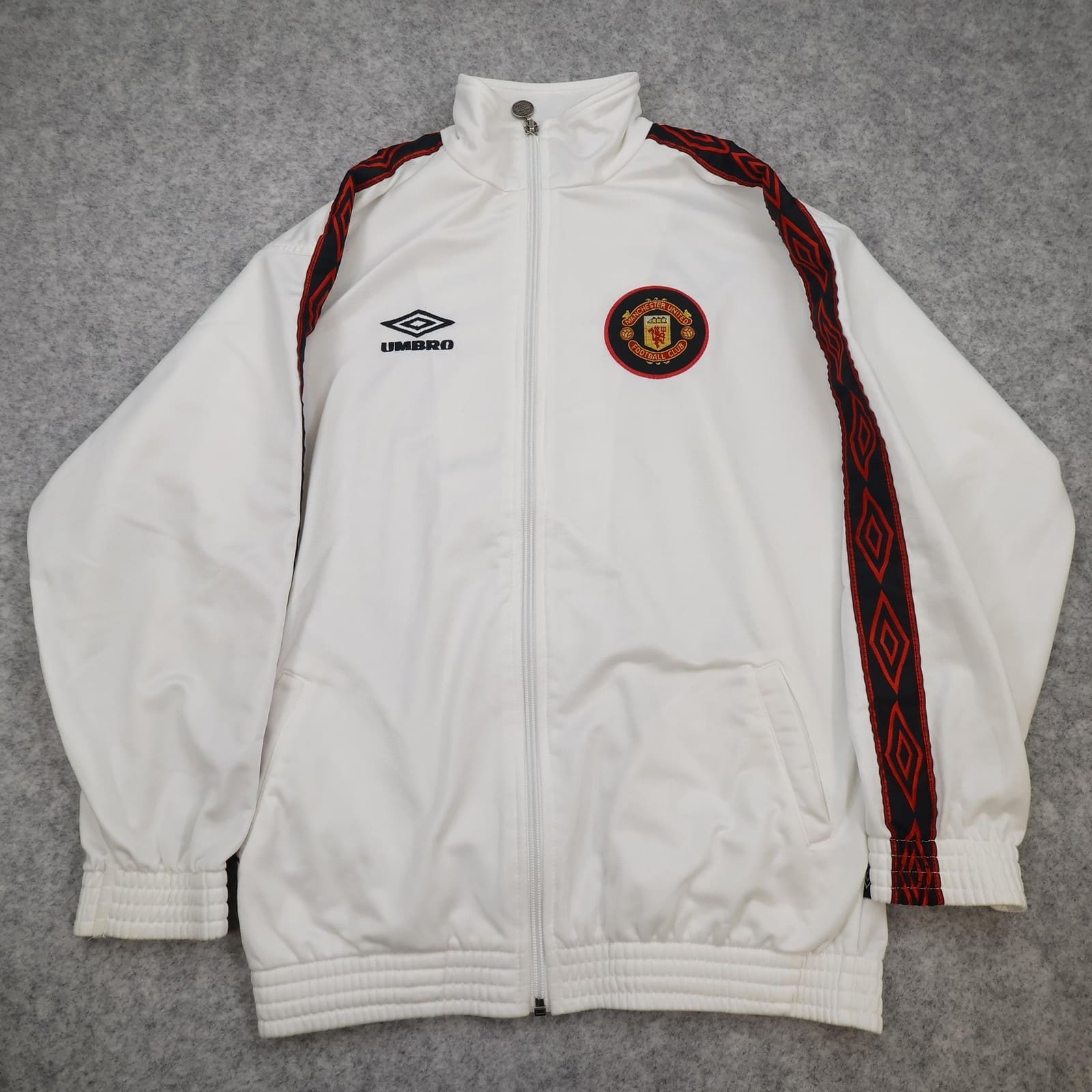 Vintage Manchester United Jacket Youth 11-13 Years White Umbro 90s 1996 1997