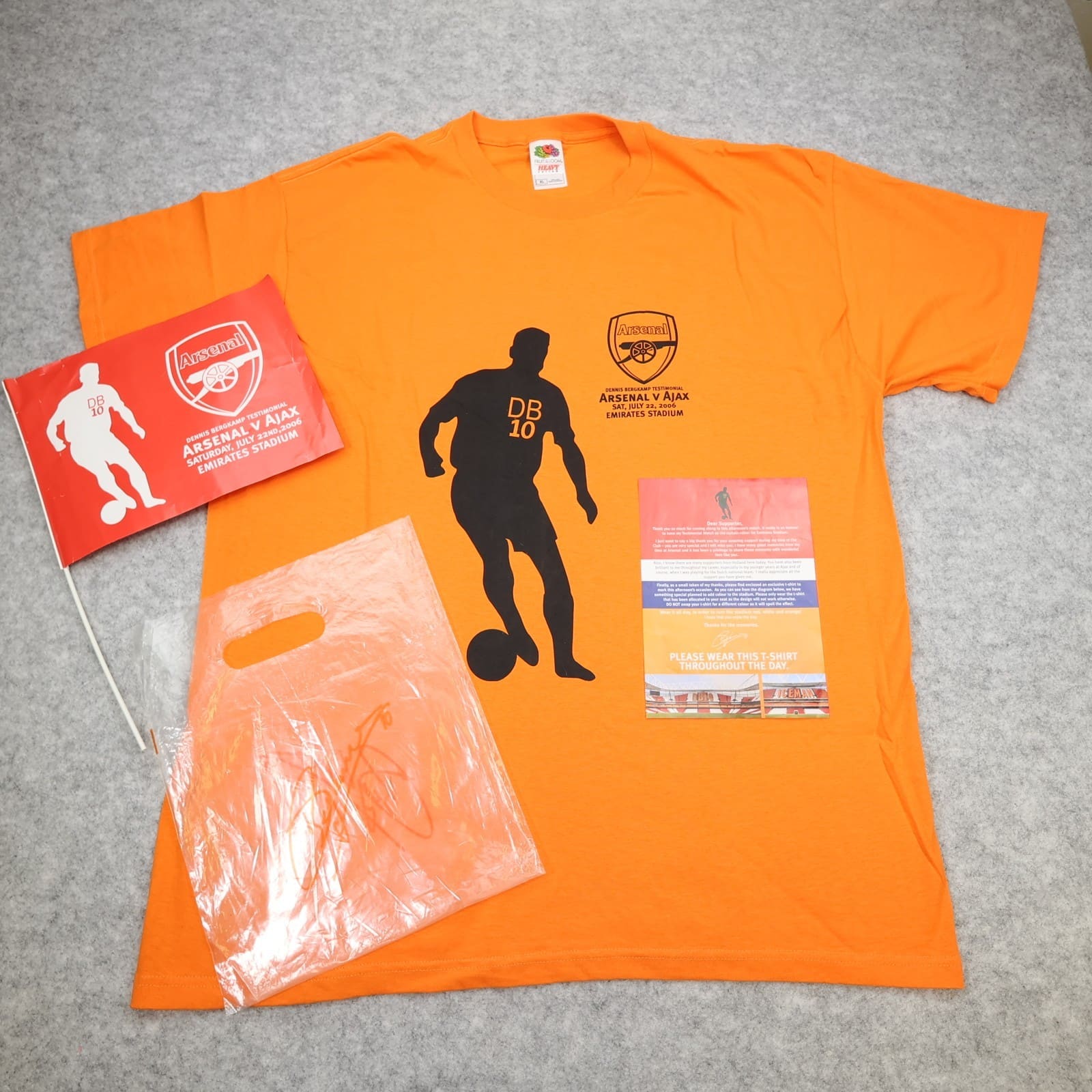 Vintage Arsenal Shirt Extra Large Orange Testimonial 2006 Bergkamp Jersey XL