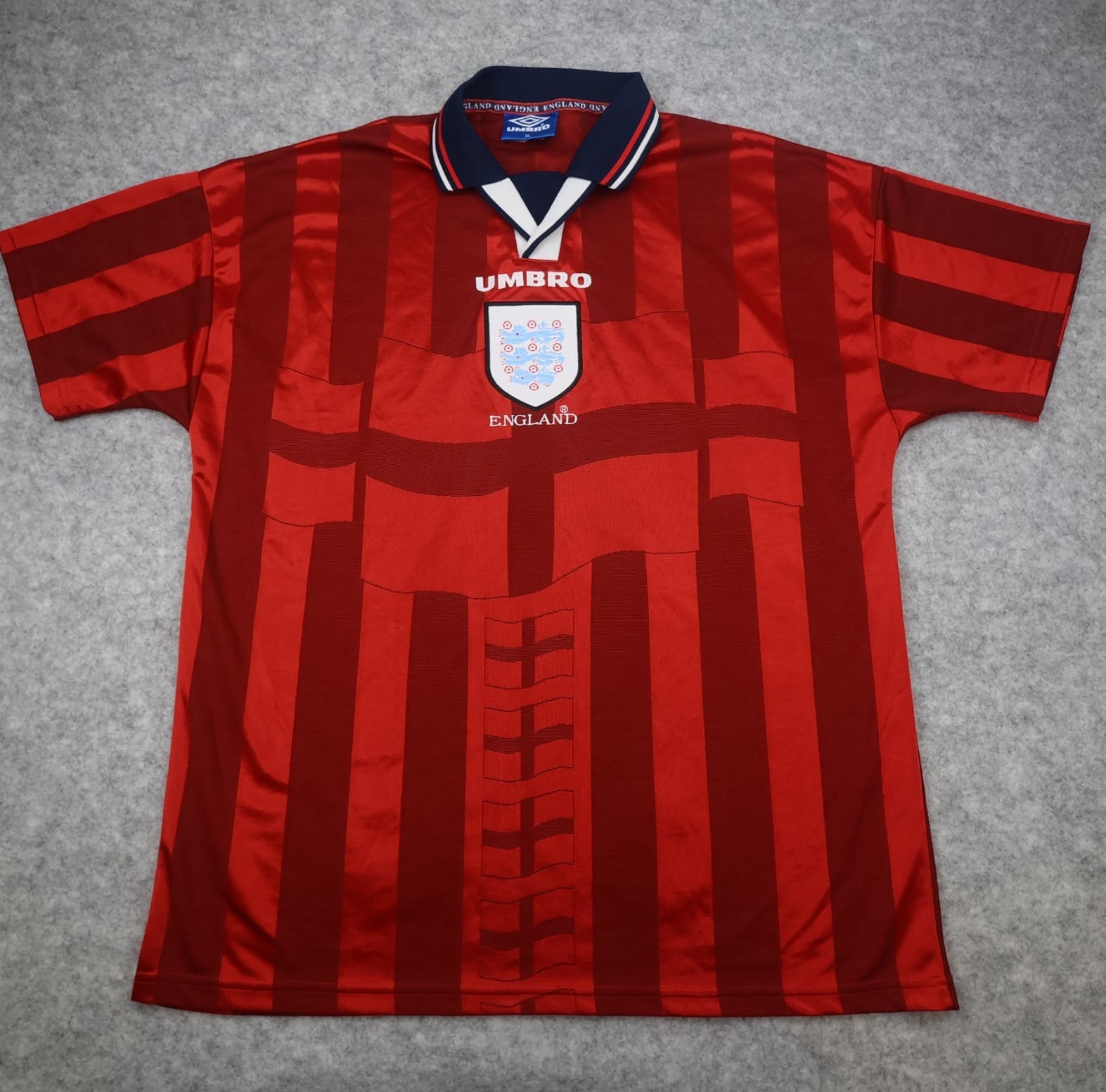 Vintage England Football Shirt Extra Large Red Away Kit Umbro 1997 1999 Jersey