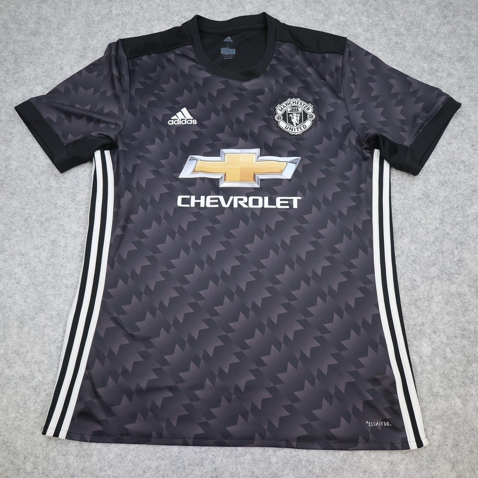 Manchester United Away Shirt Mens Large Black 2017 2018 Adidas Chevrolet Jersey