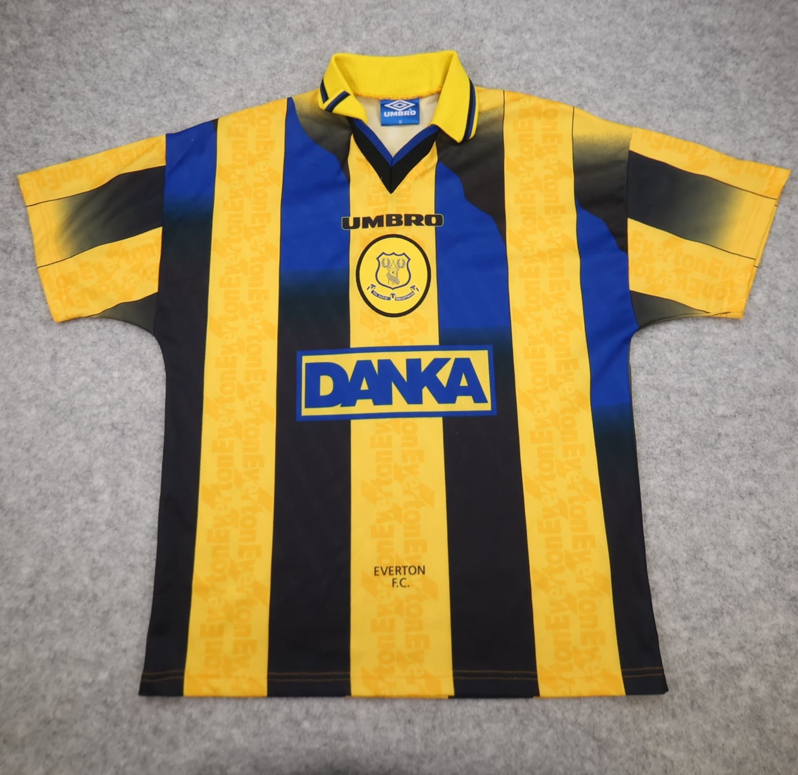 Vintage Everton Shirt Medium Yellow Away Kit 1996 1998 Away Soccer Jersey Danka