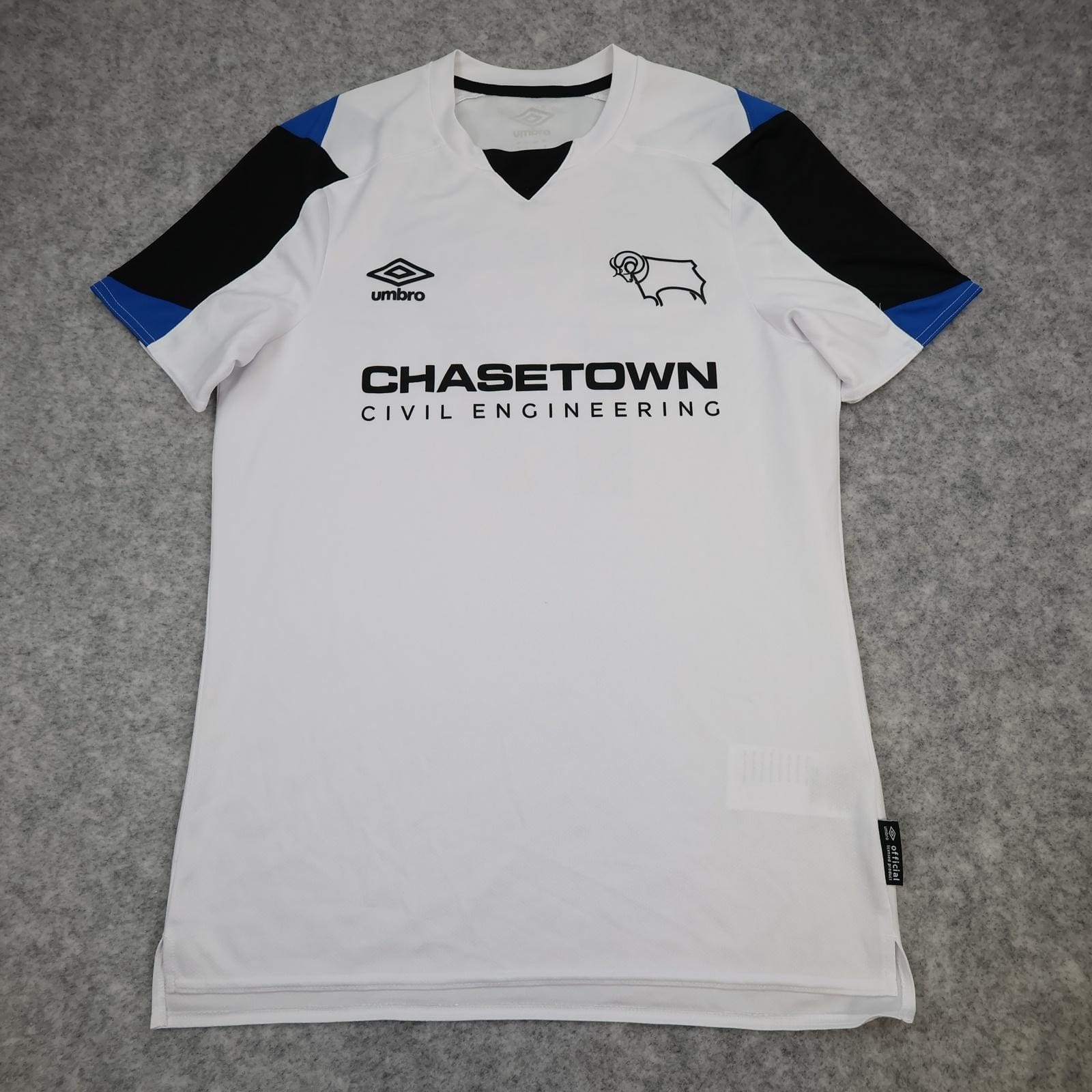 Derby County Shirt Mens Medium White Home 2018 2019 EPL Football Umbro 17