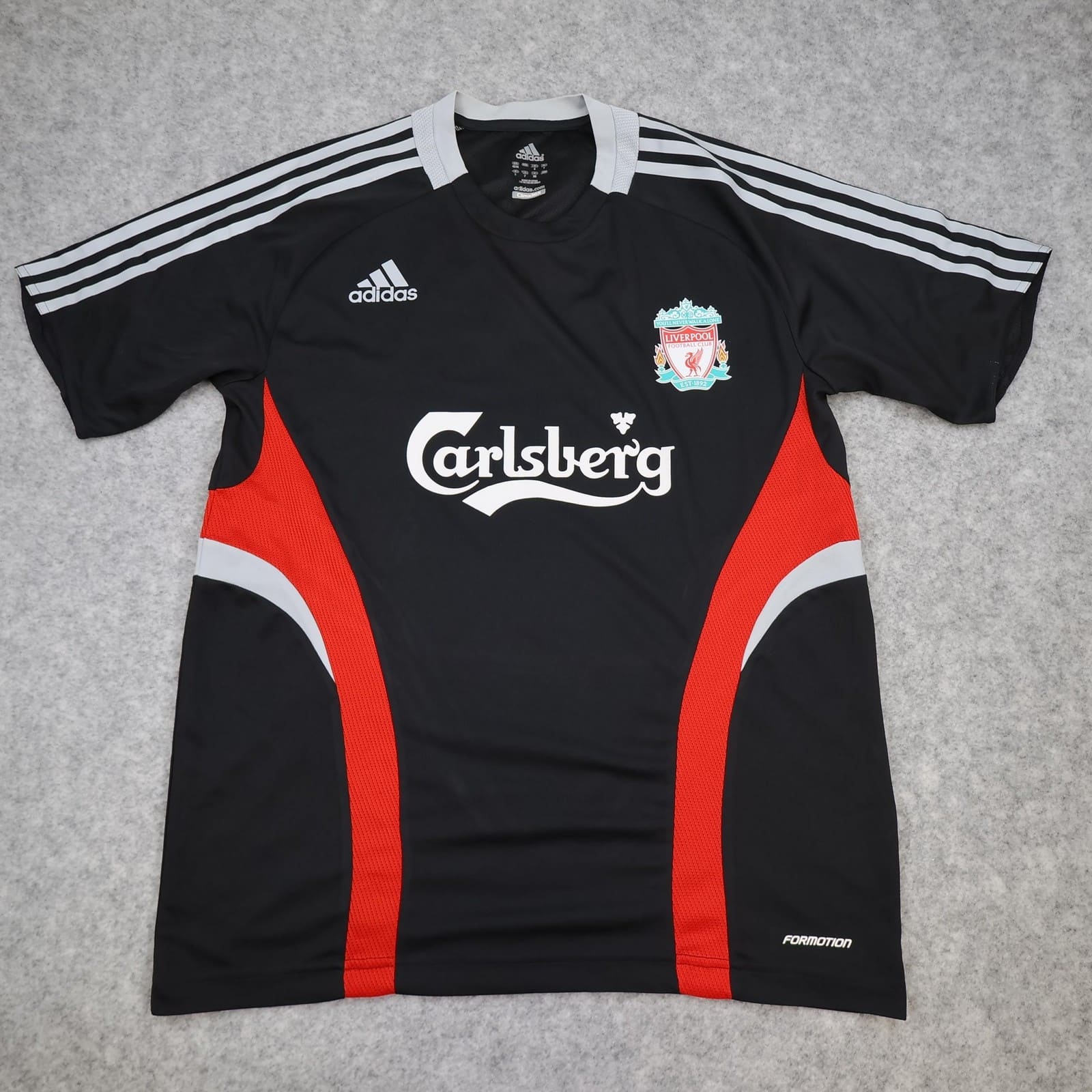 Liverpool Training Shirt Mens Large Black 2008 Football Adidas Carlsberg Jersey