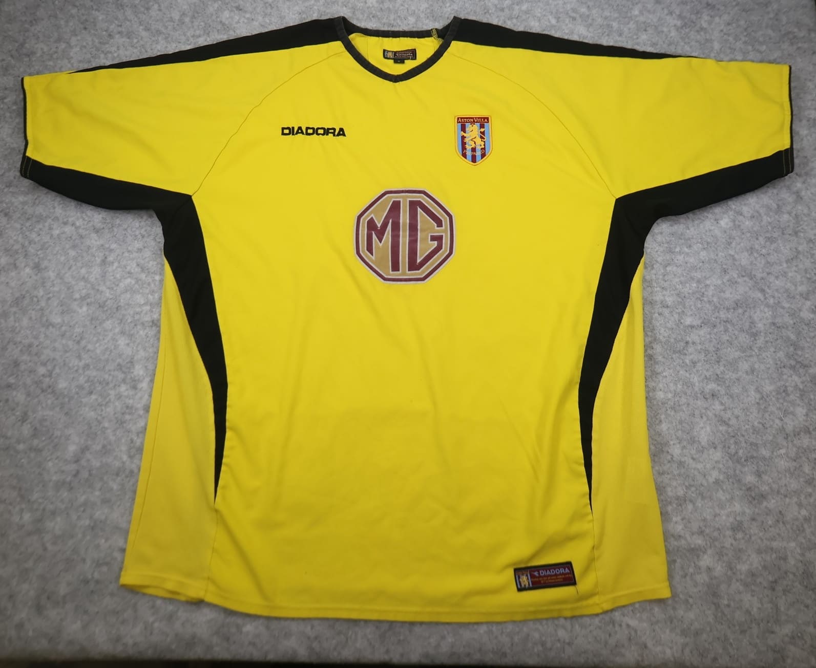 Vintage Aston Villa Shirt Extra Large Yellow Away Kit 2003 2004 Diadorda Jersey