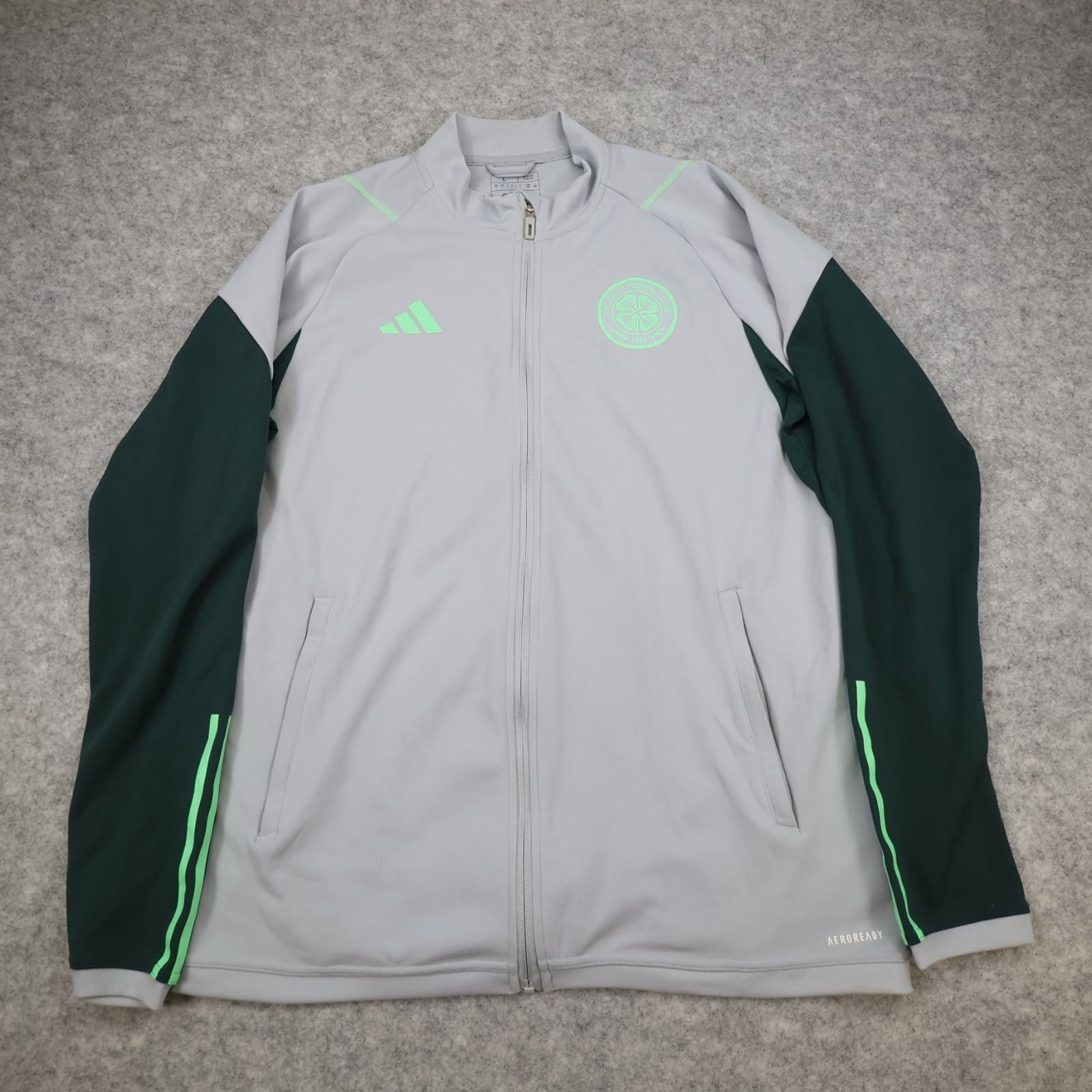 Celtic Football Tracksuit Large Grey Training Full Zip Adidas Men Jacket Hoops