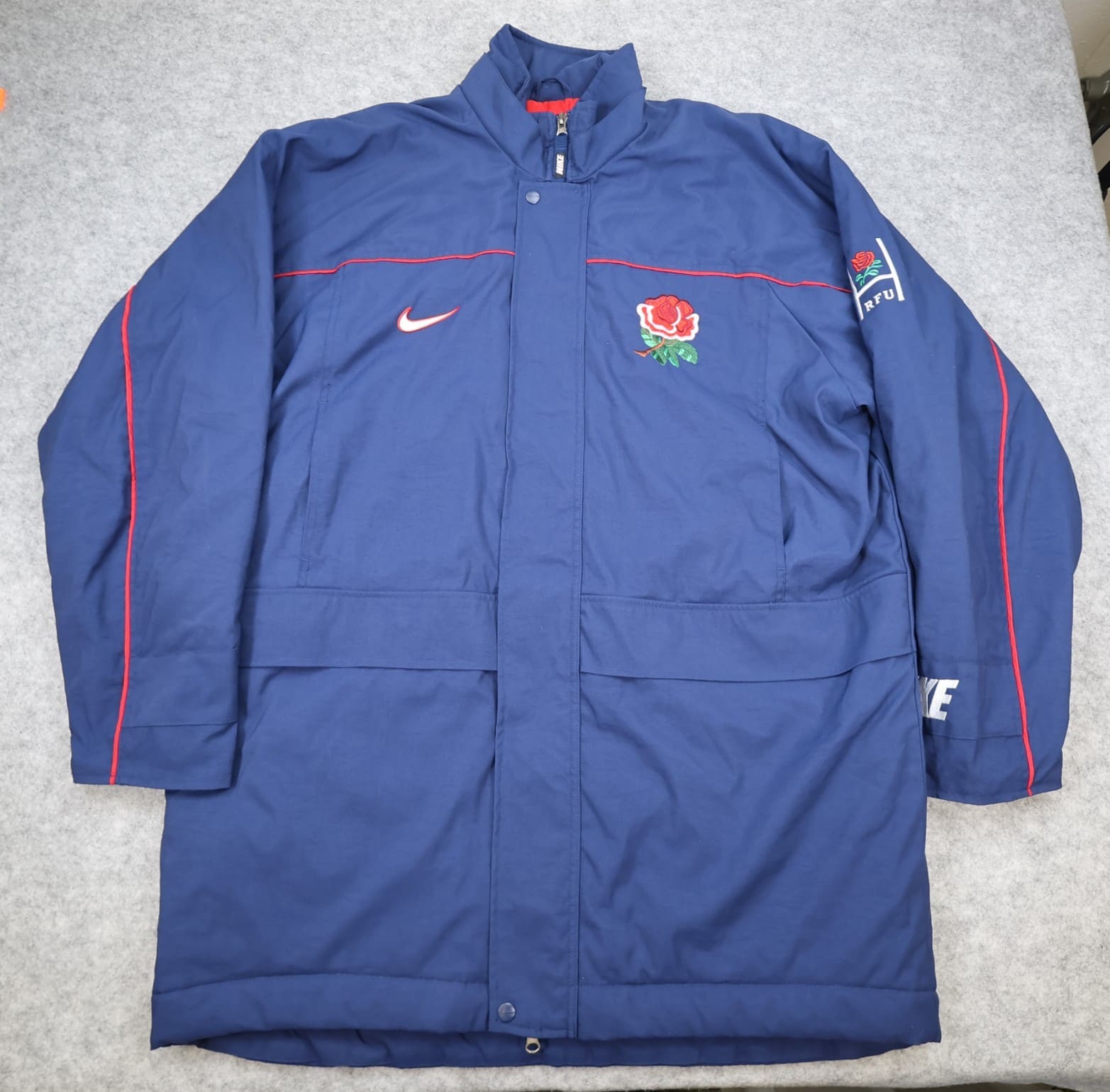 Vintage England Rugby Jacket Extra Large Navy Rain Coat Padded Nike 1998