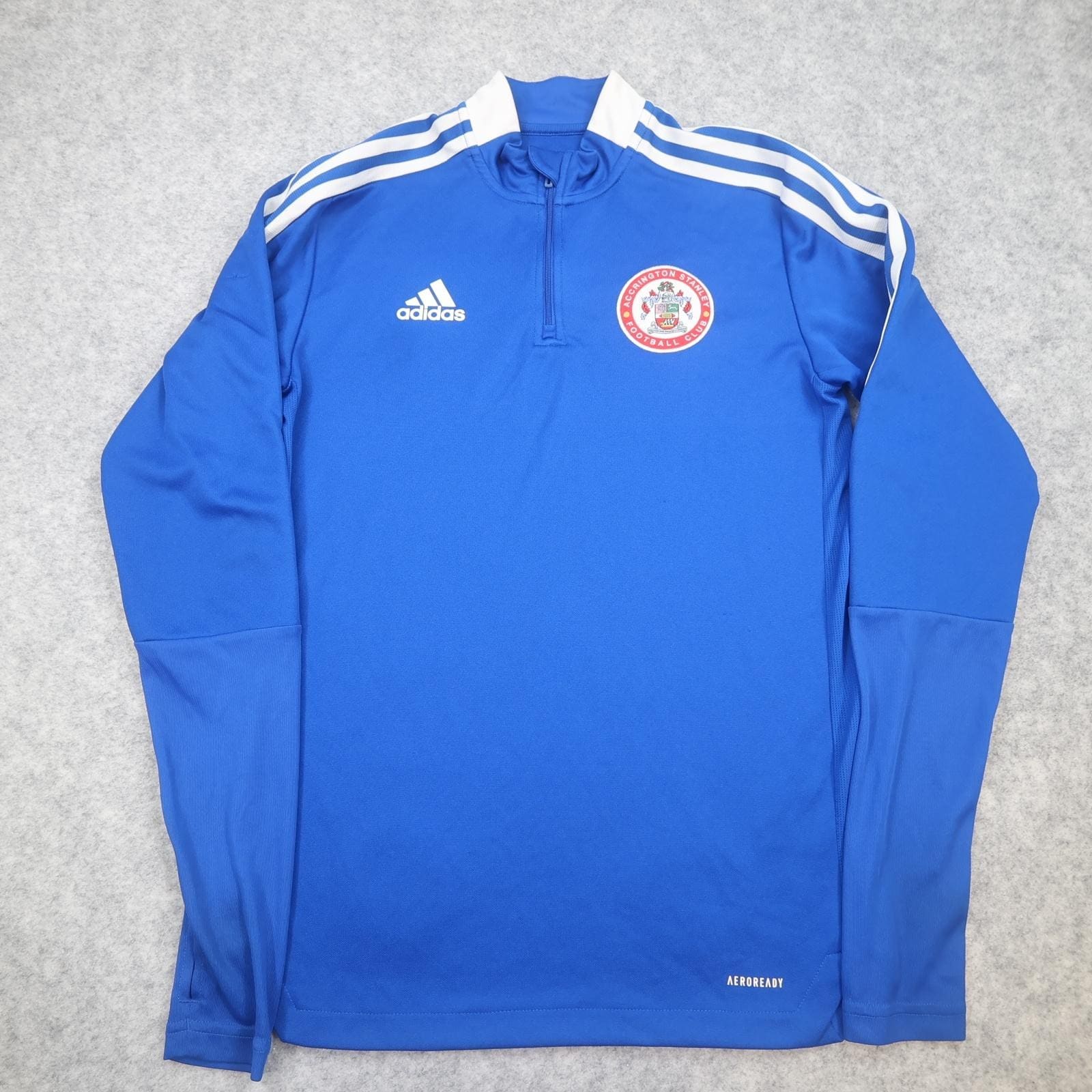Accrington Stanley Training Top Mens Small Blue EFL Football Adidas 1/4 Zip