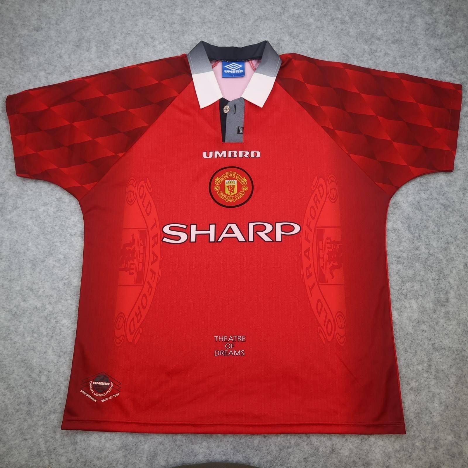 Vintage Manchester United Shirt Mens Large Red Home 1996 1998 Umbro Sharp 90s