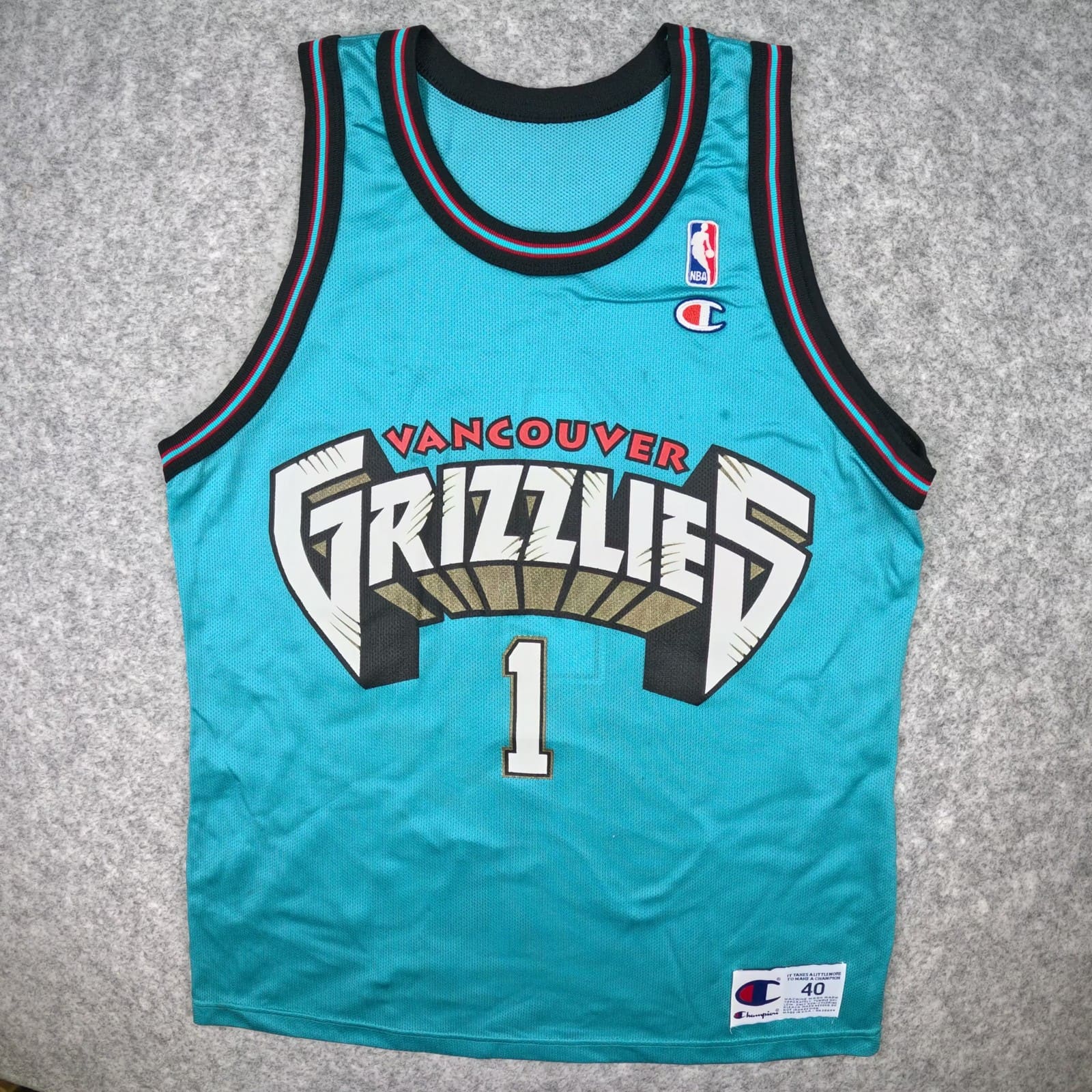 Vancouver Grizzlies Basketball Jersey 40 Turquoise Champion 1 Sleeveless