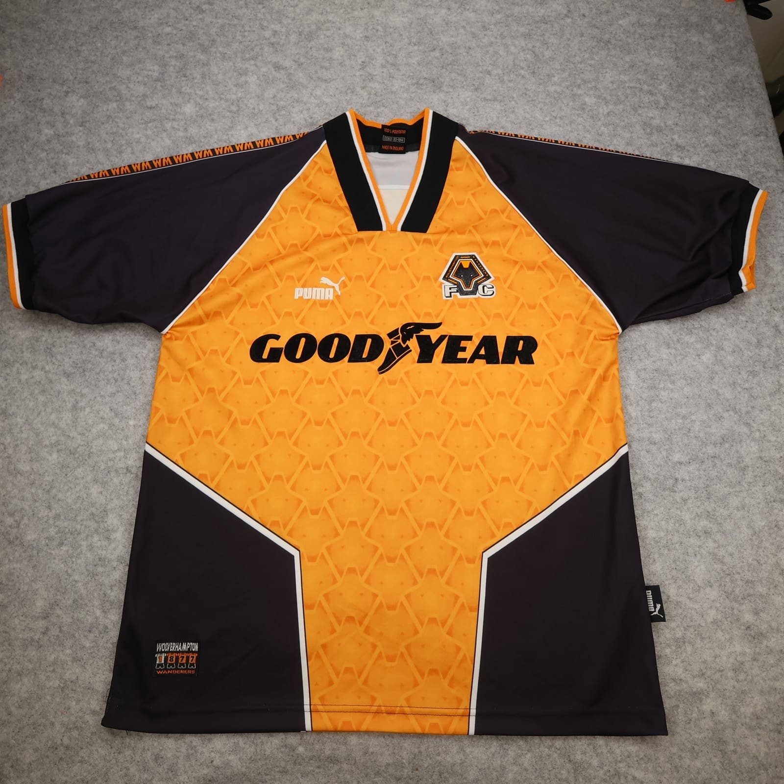Vintage Wolves Football Shirt Large Orange Home Kit 1996 1998 Puma Jersey