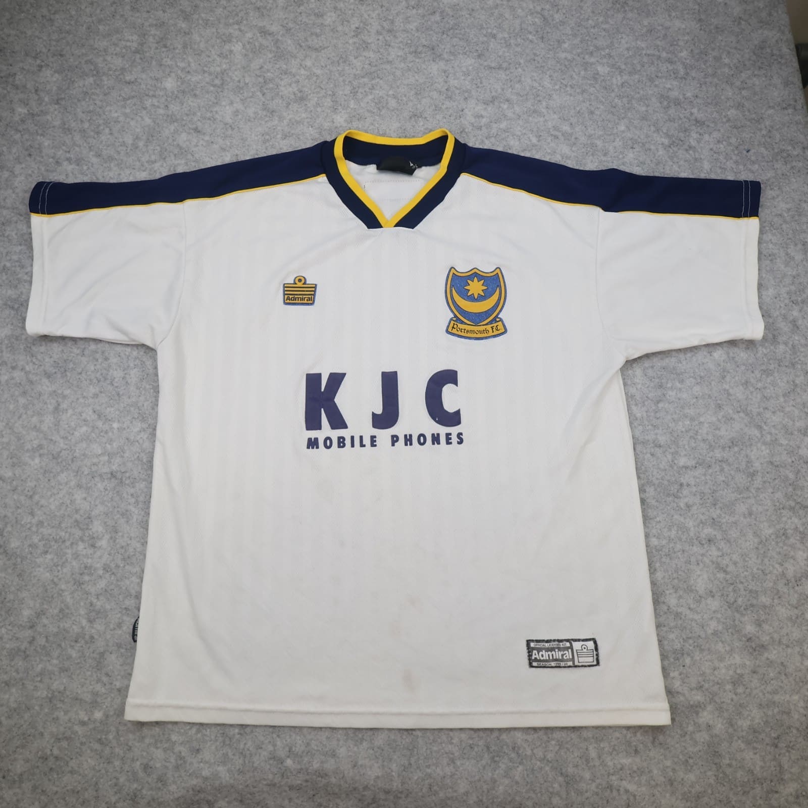 Vintage Portsmouth FC Shirt Large Third Kit White Admiral Jersey 1998 1999 KJC