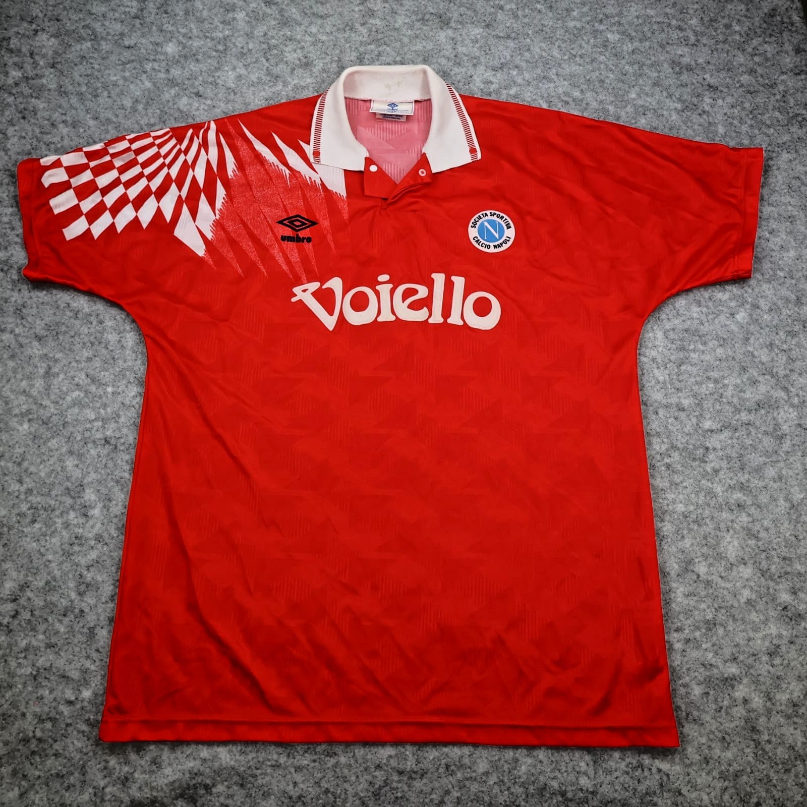 Vintage Napoli Shirt Large Red Third Umbro Football Soccer Jersey 1991 1993 14