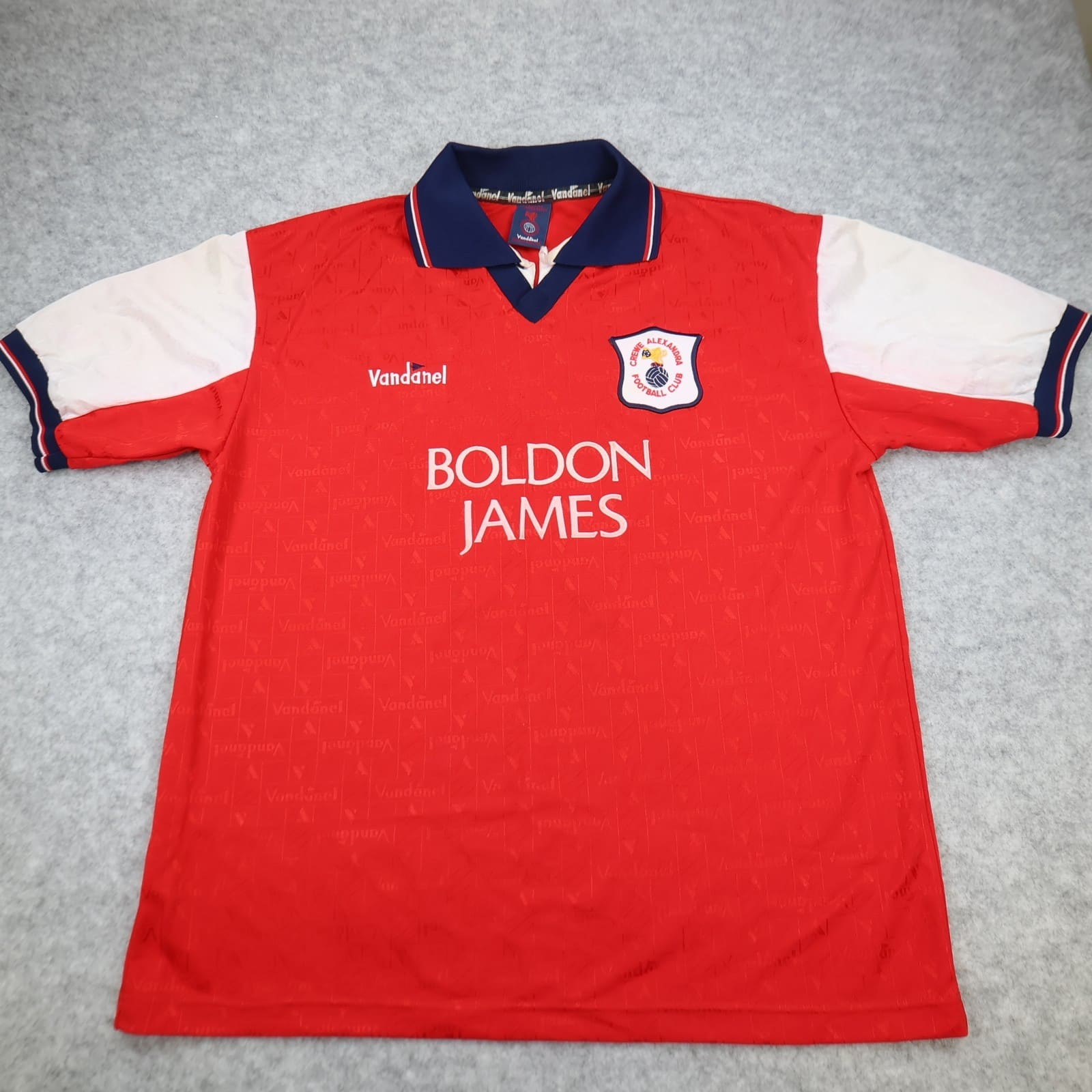 Vintage Crewe Alexandra Shirt Large Red Home Kit 1995 1996 Vandanel Boldon James