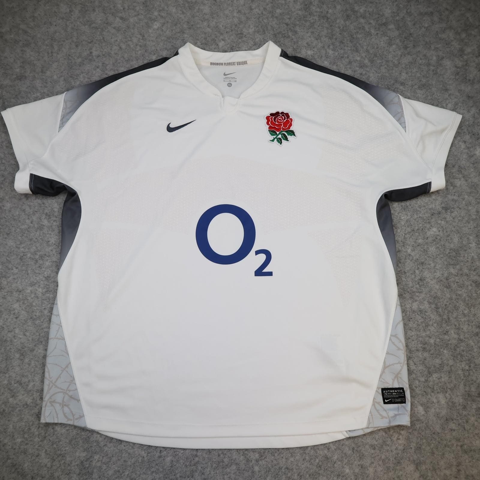England Rugby Shirt Mens XL White Grey 2010 2011 Rugby Union Nike O2 Jersey