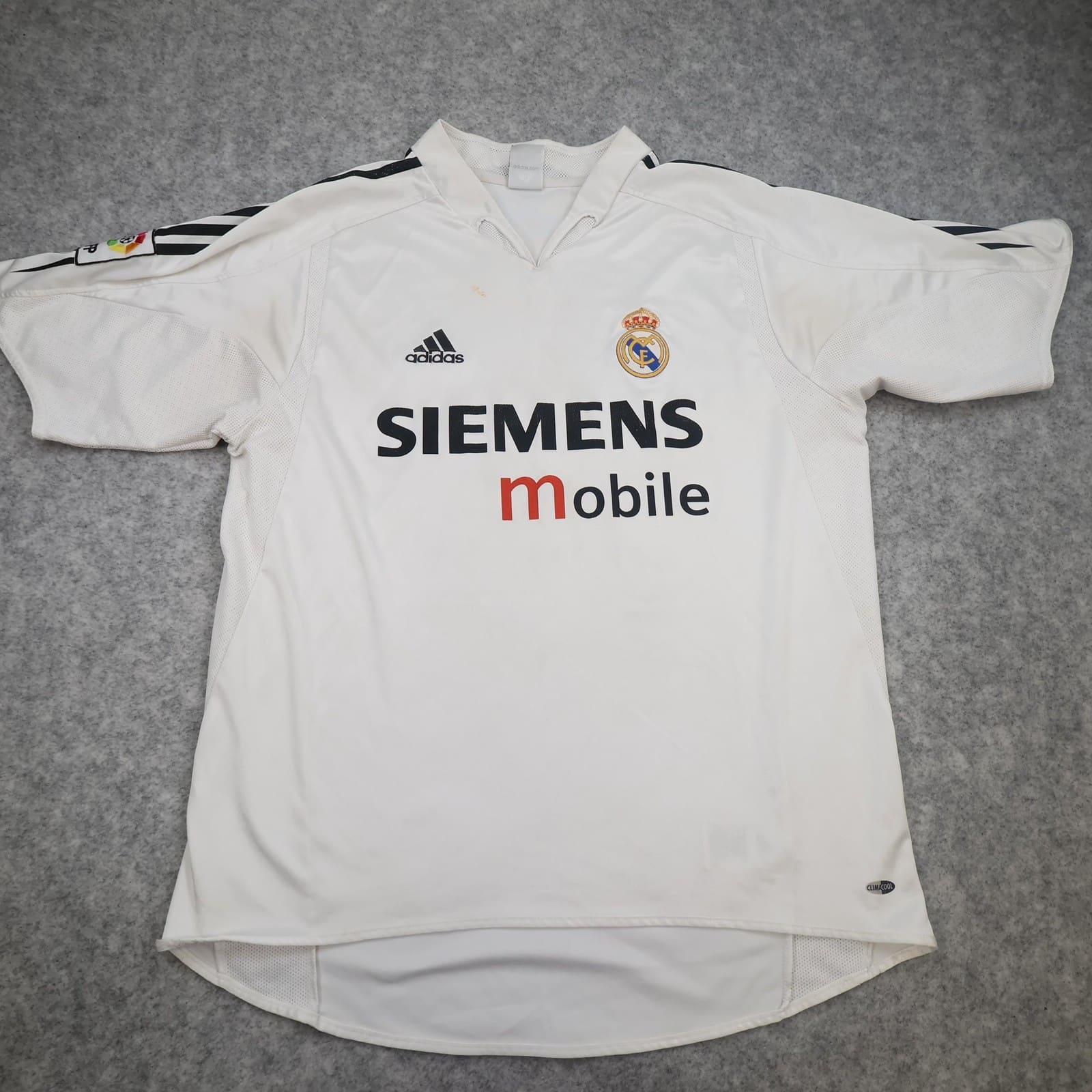 Vintage Real Madrid Shirt Mens Medium White Home 2004 2005 Adidas Siemens Mobile