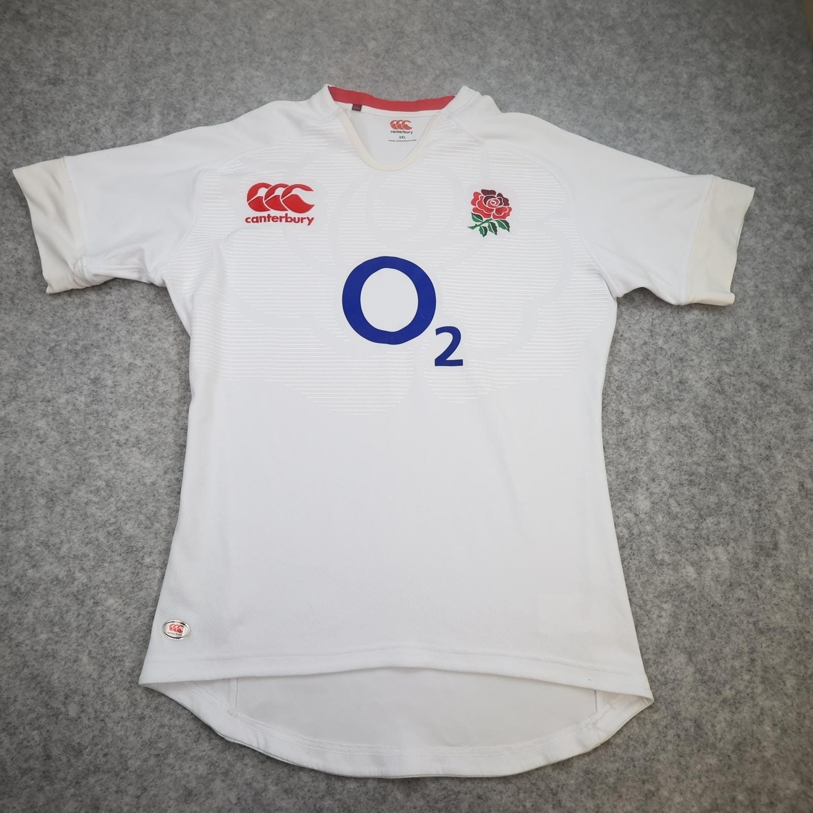 England Rugby Shirt Mens 2XL White 2012 Pro Version Canterbury O2 Home Jersey