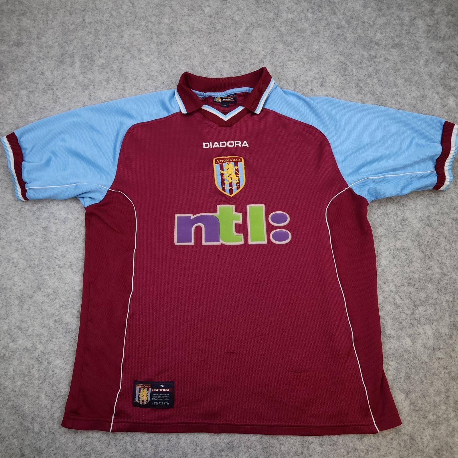 Vintage Aston Villa Shirt Mens Medium Red Home 2000 2002 Football Diadora NTL